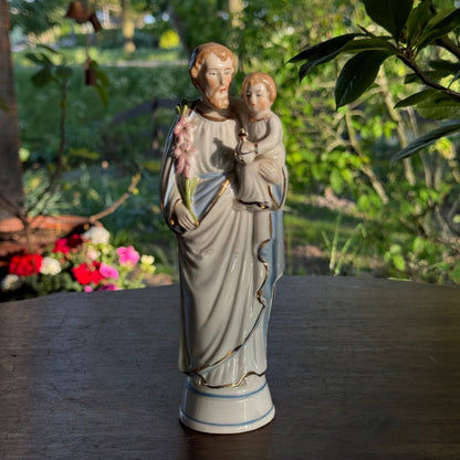 Porseleinen Beeldje van de Heilige Jozef en Kind Jezus - The Collectionist