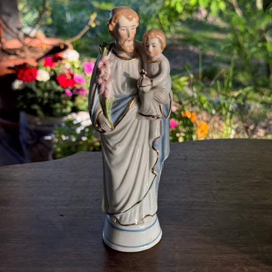 Porseleinen Beeldje van de Heilige Jozef en Kind Jezus - The Collectionist