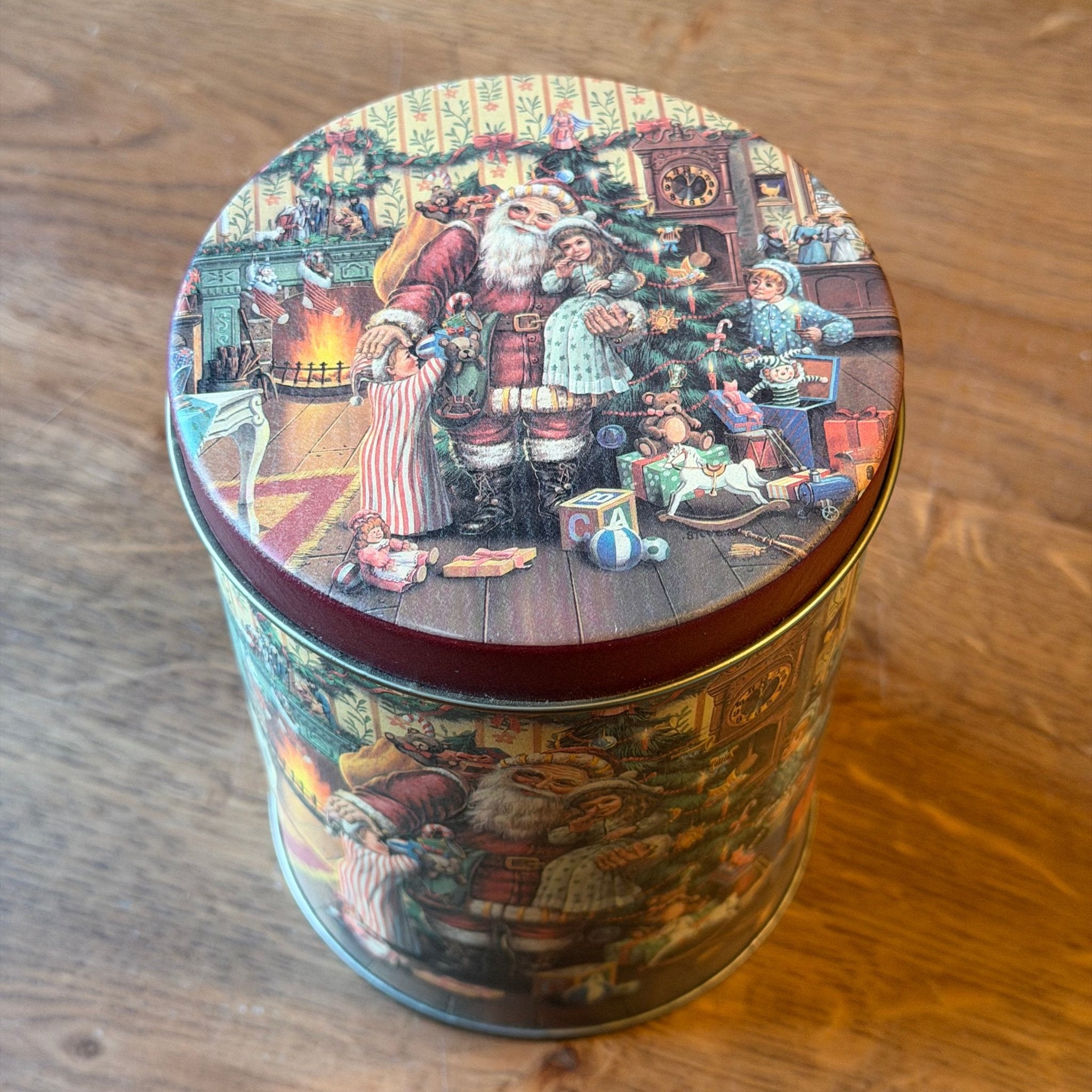 Set van drie kerstblikken met nostalgische kerstmanillustratie - The Collectionist