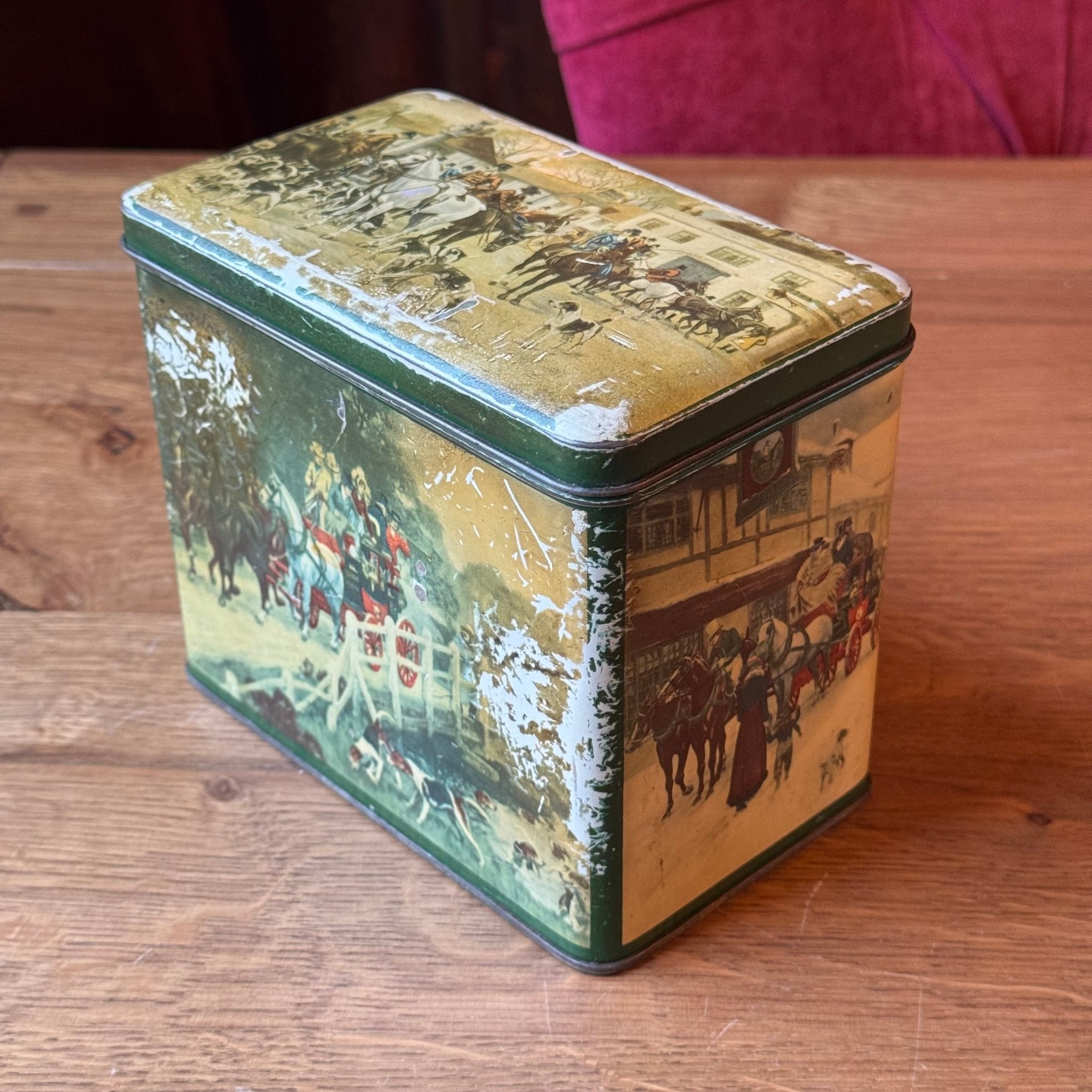 Vintage De Gruyter Blik - Engels Jachttafereel & Postkoets - Shabby Chic (Jaren '50) - The Collectionist