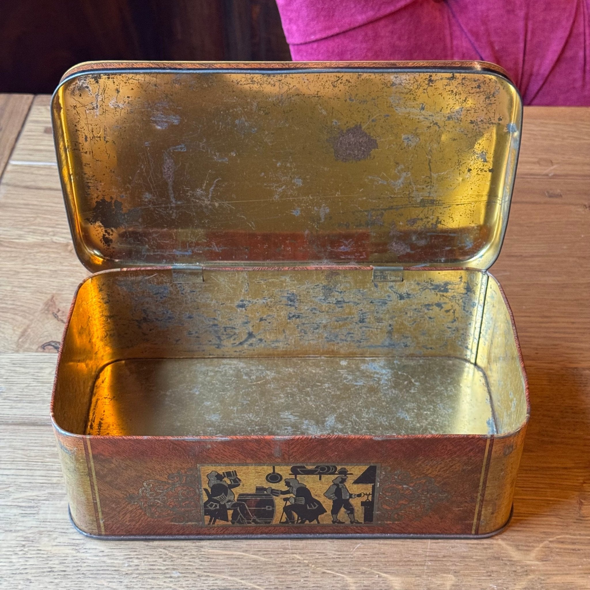 Vintage Engels Blik - Taverne Tafereel & Silhouetten - Old Masters Stijl (Jaren '50) - The Collectionist