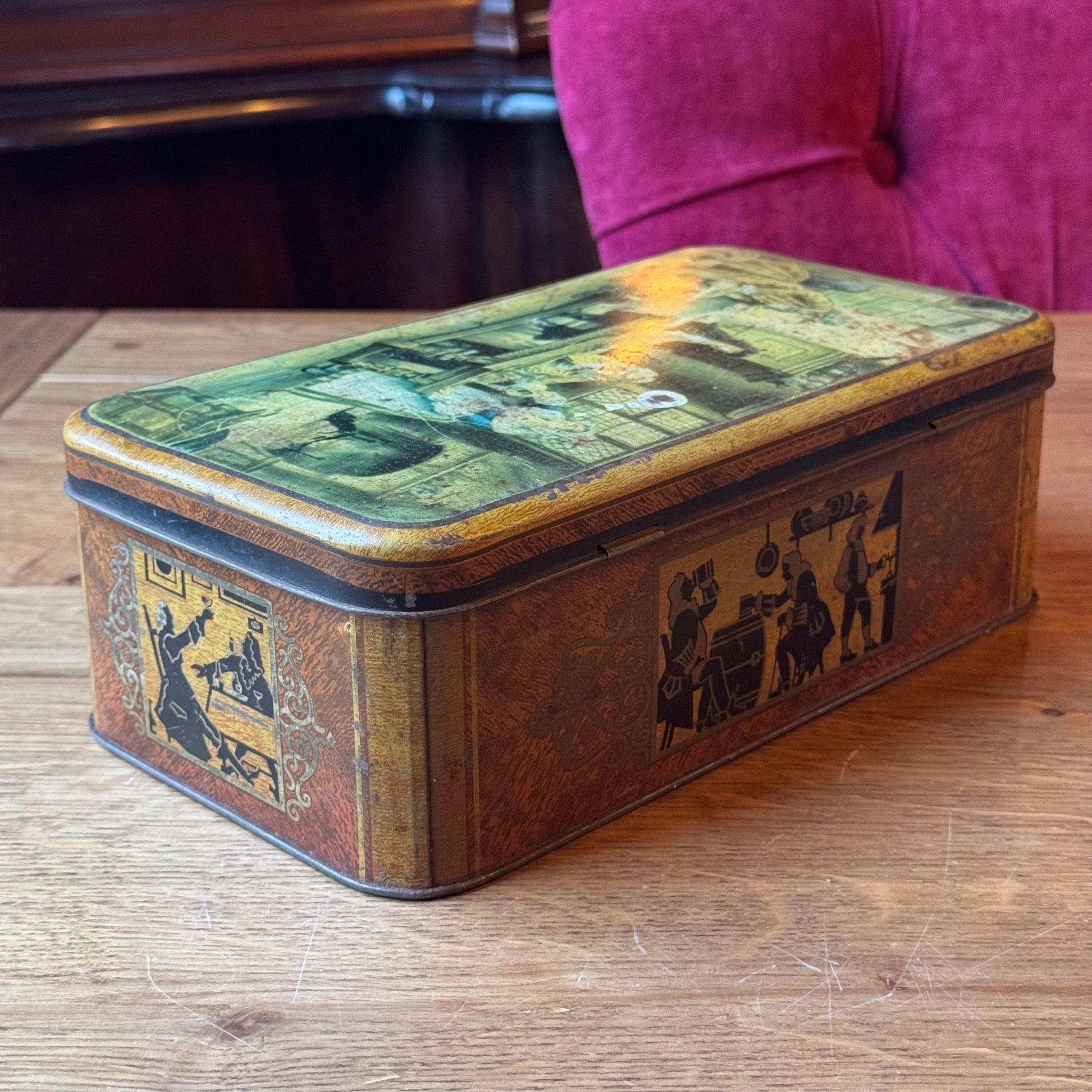 Vintage Engels Blik - Taverne Tafereel & Silhouetten - Old Masters Stijl (Jaren '50) - The Collectionist