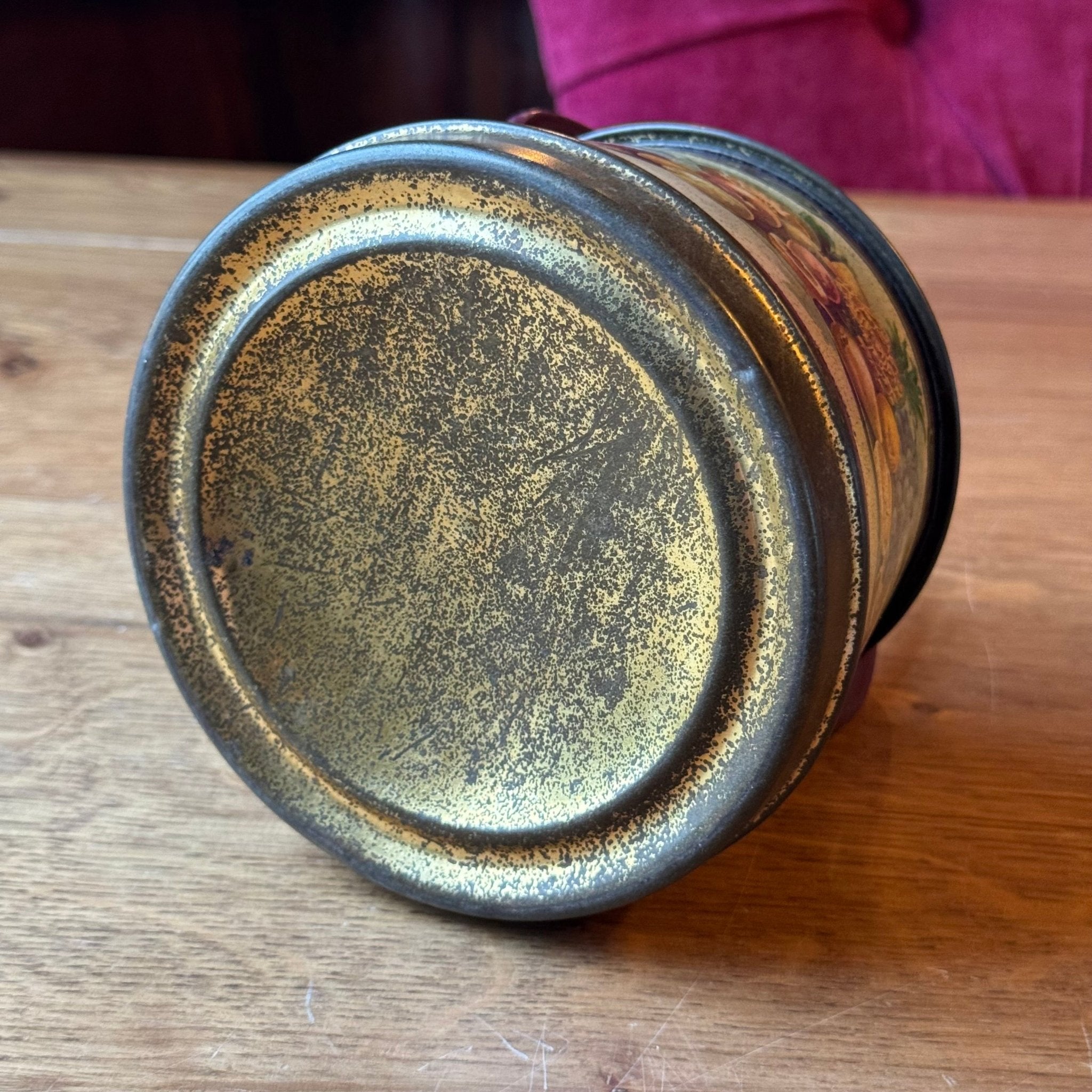 Vintage Engels Blikje met Hengsel - Fruit Stilleven & Paars (Jaren '50) - The Collectionist