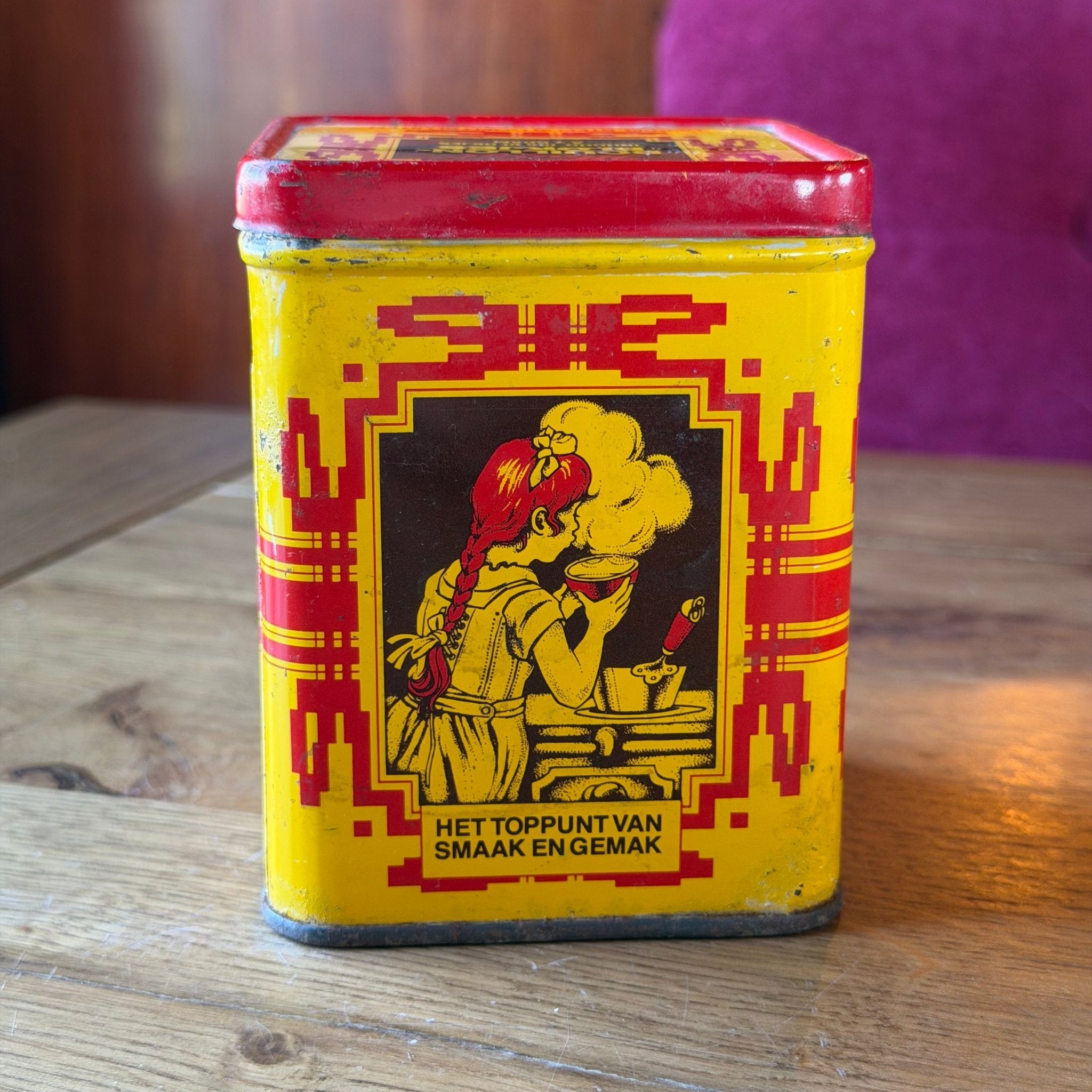 Vintage Maggi Bouillonblokjes Blik – Geel Rood Reclameblik – Jaren 60