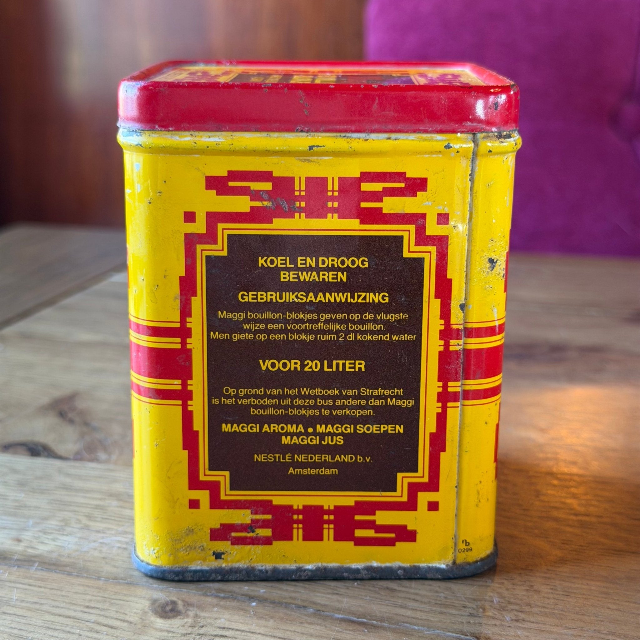 Vintage Maggi Bouillonblokjes Blik – Geel Rood Reclameblik – Jaren 60