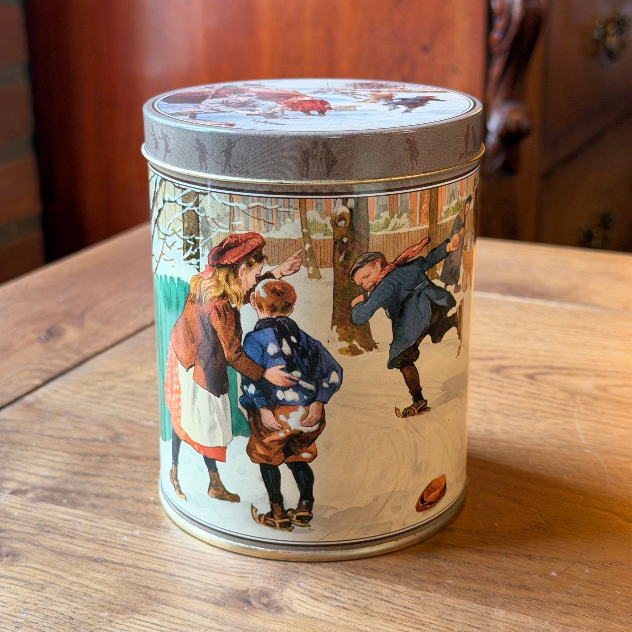 Vintage Ot en Sien koekblik – Jamin – Cornelis Jetses – wintertaferelen - The Collectionist