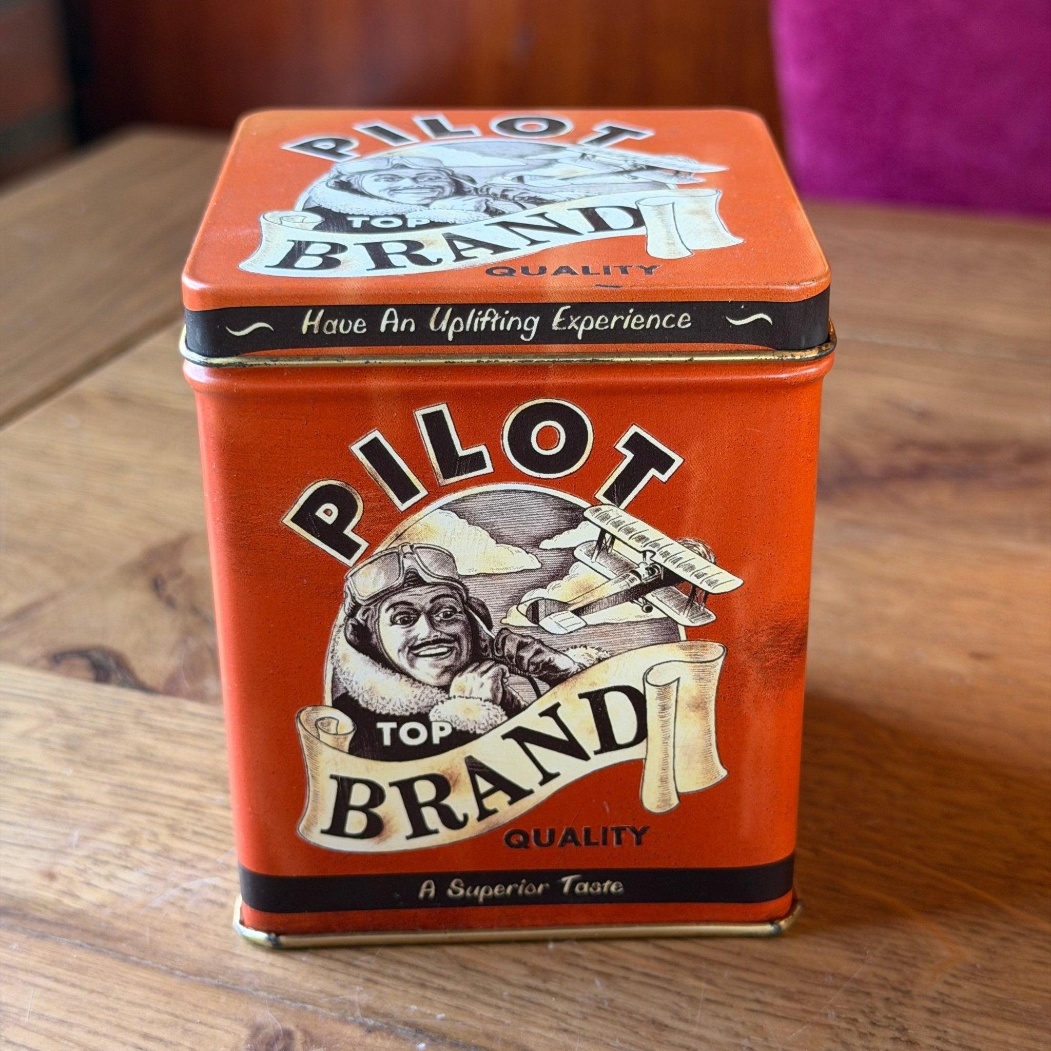 Vintage Pilot Brand Tea Tin – Engels Theeblik met Piloot – Made in England