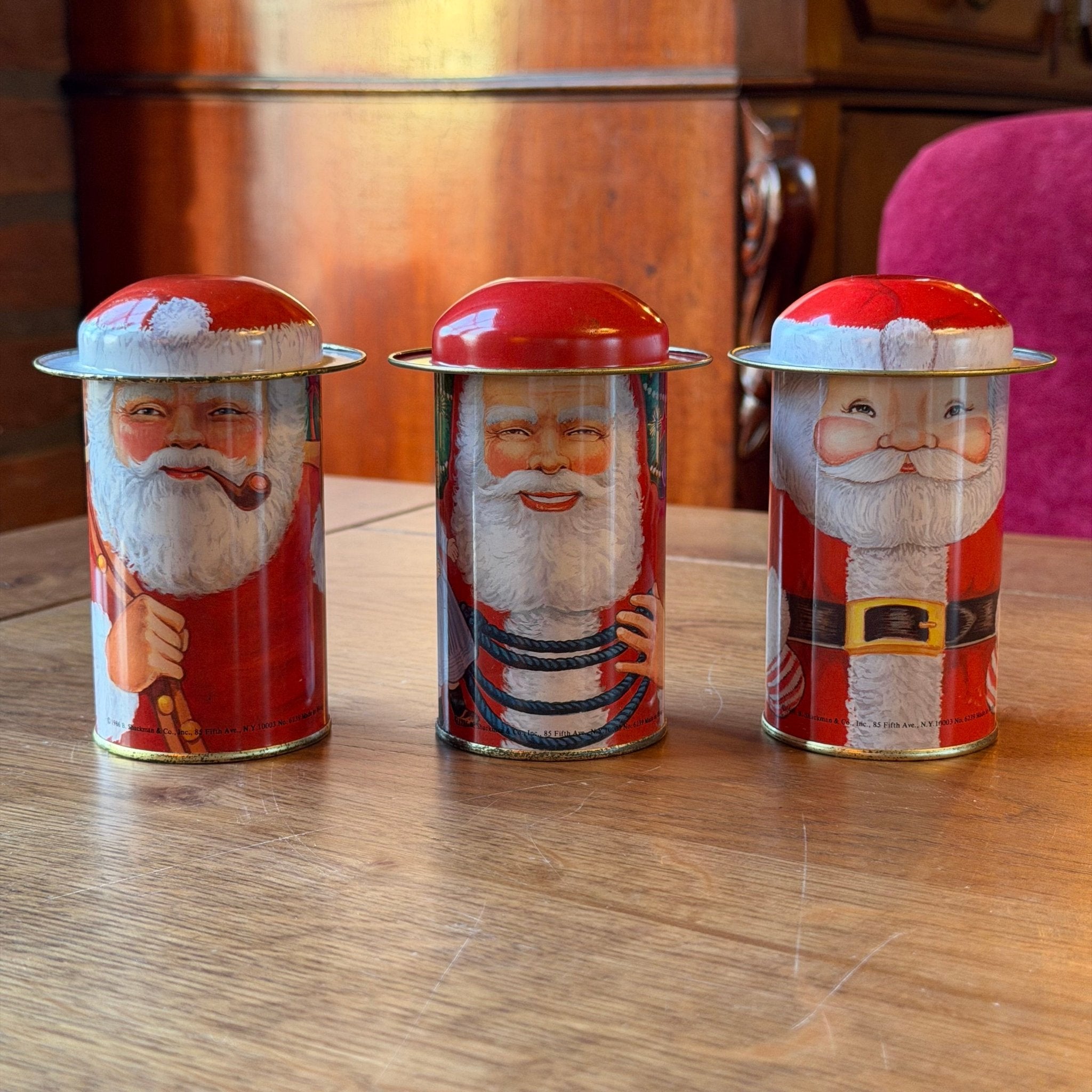 Vintage Santa Claus Blikken Set van 3 – B. Shackman & Co. (1986) - The Collectionist