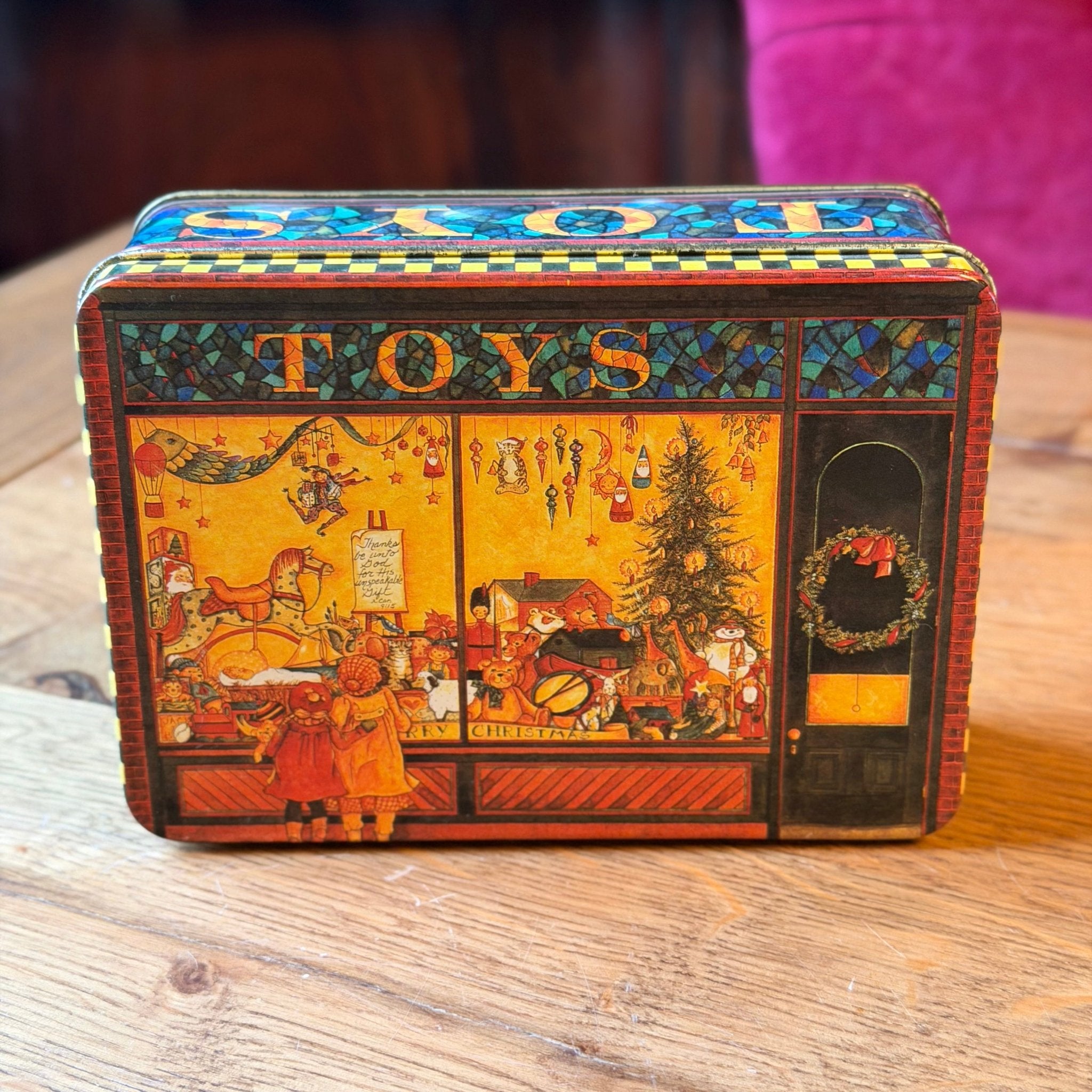 Vintage Toys Koekblik met Kerstetalage – Decoratief Blik, ca. eind 20e eeuw - The Collectionist