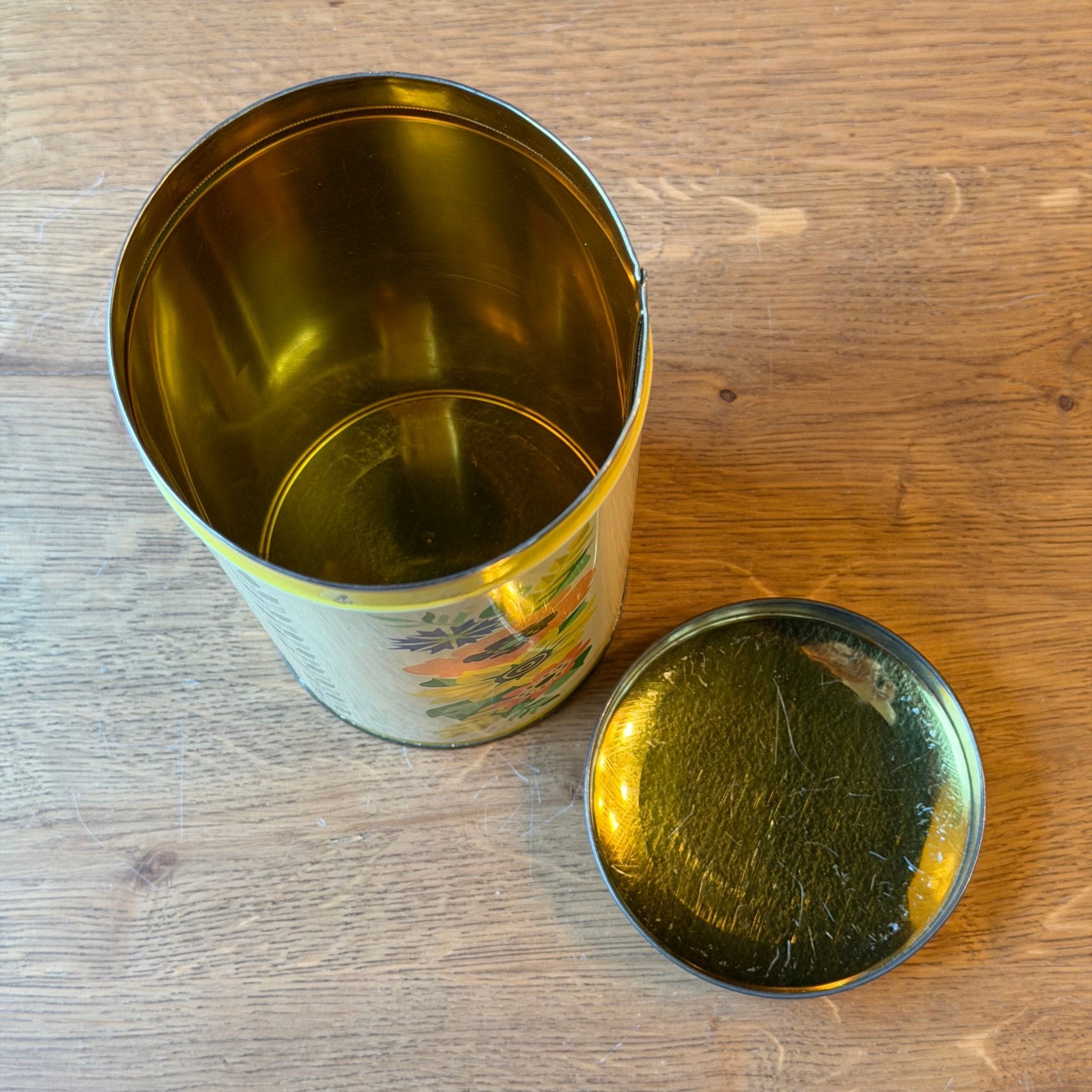 Vintage Verkade metalen voorraadblik – bloemenmotief – Zaandam – ca. jaren 60 - The Collectionist