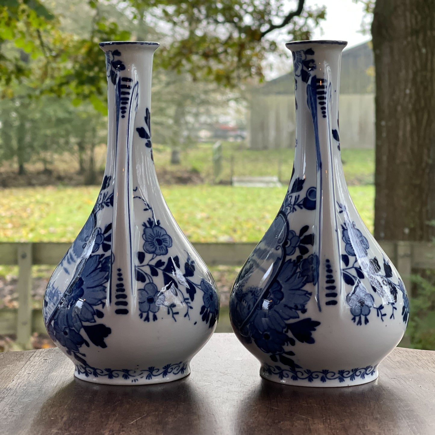 Twee Delfts Blauwe Jugendstil Pijpvazen (1900) - Bamestra Curiosa