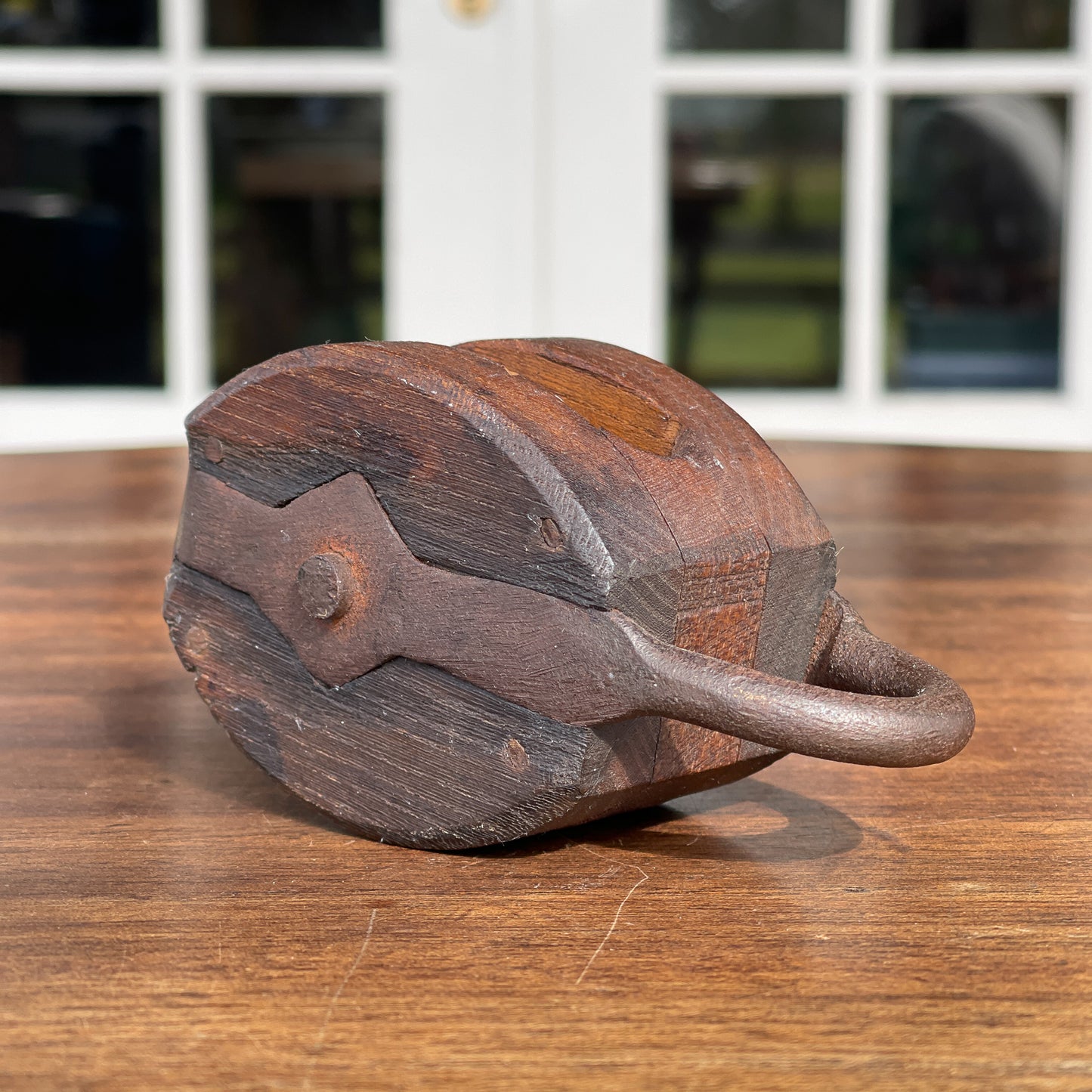 Antieke katrol met wieltje van koper - Bamestra Curiosa