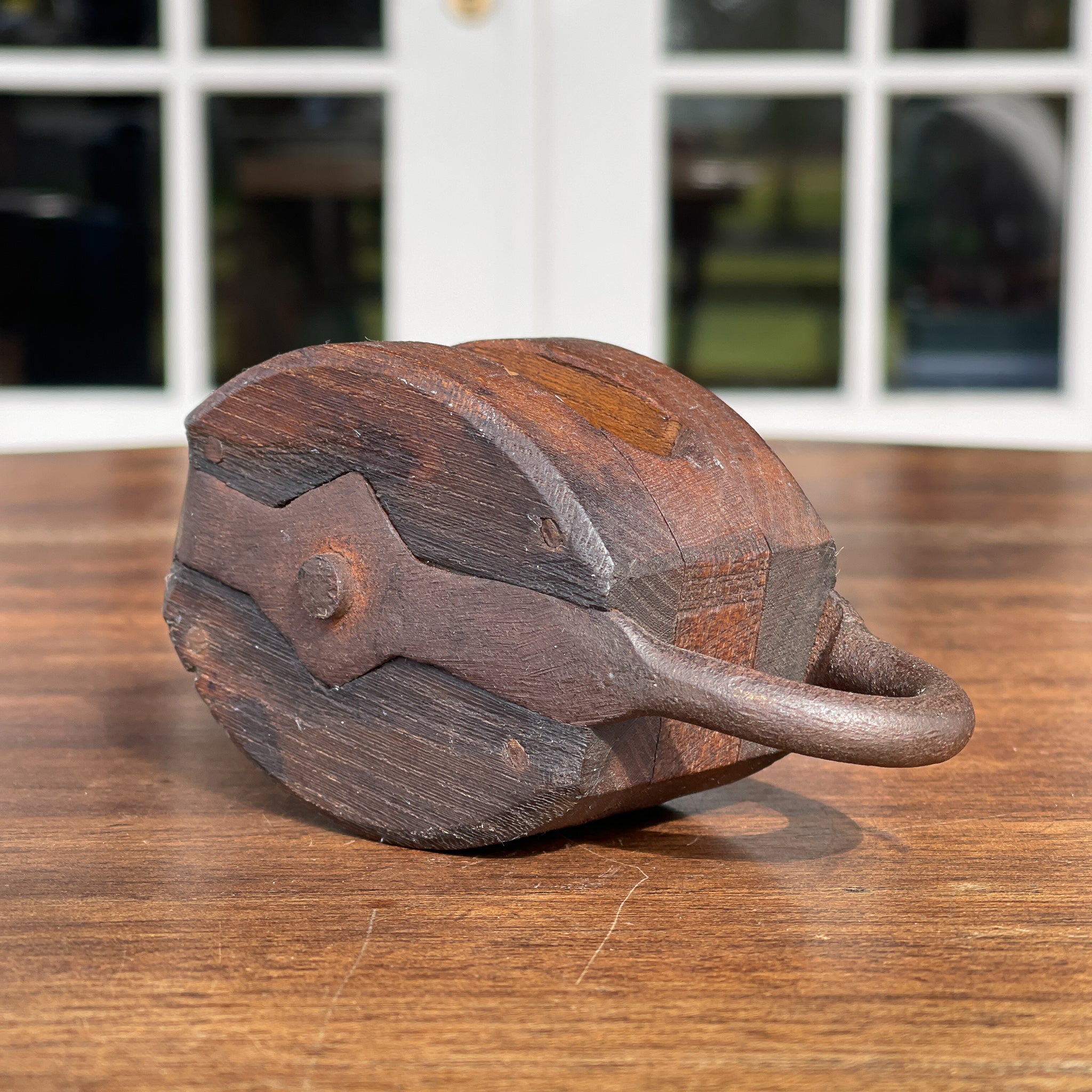 Antieke katrol met wieltje van koper - Bamestra Curiosa