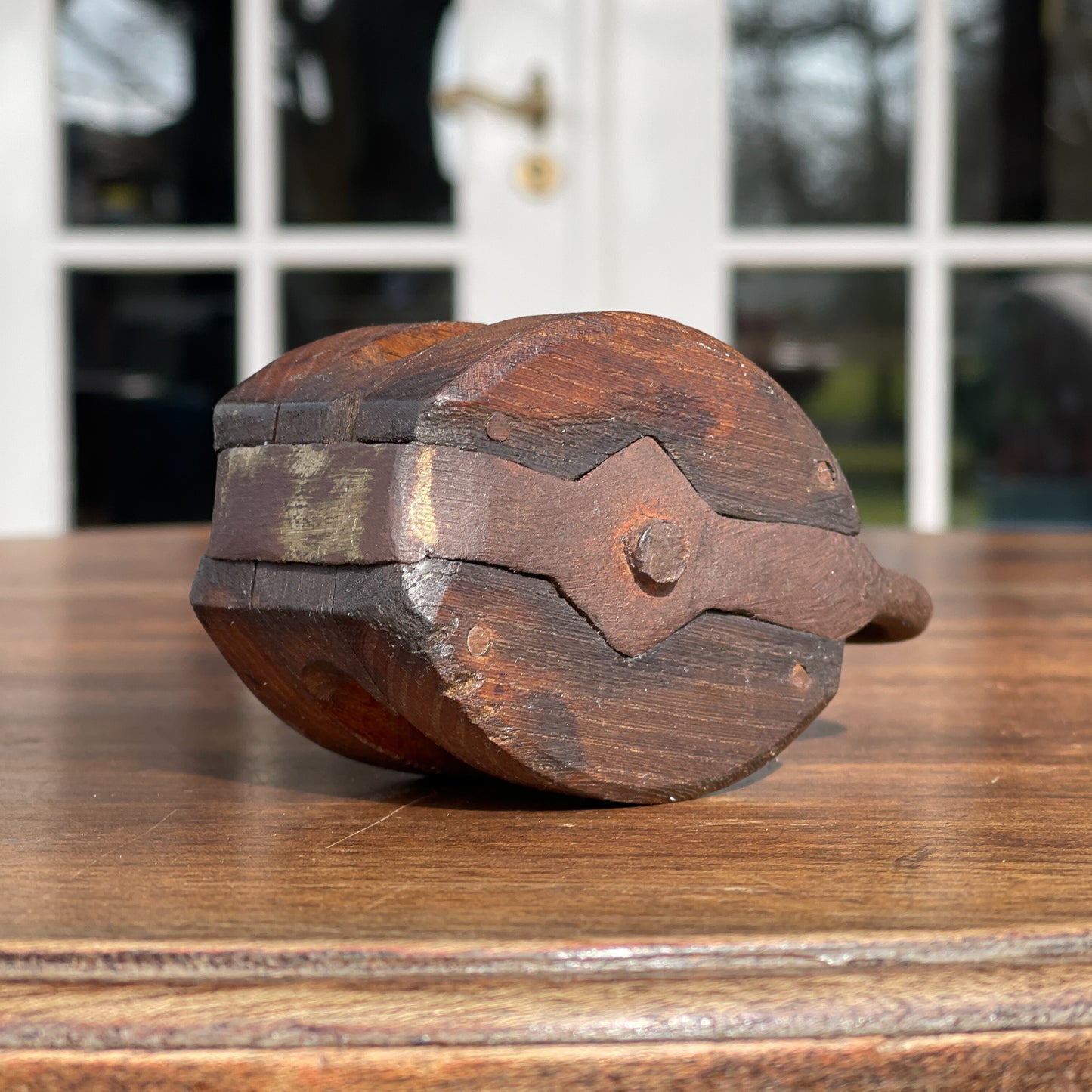 Antieke katrol met wieltje van koper - Bamestra Curiosa