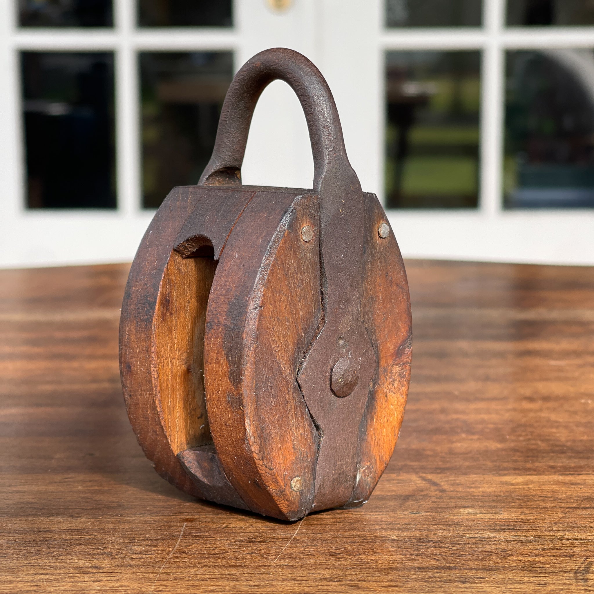 Antieke katrol met wieltje van koper - Bamestra Curiosa