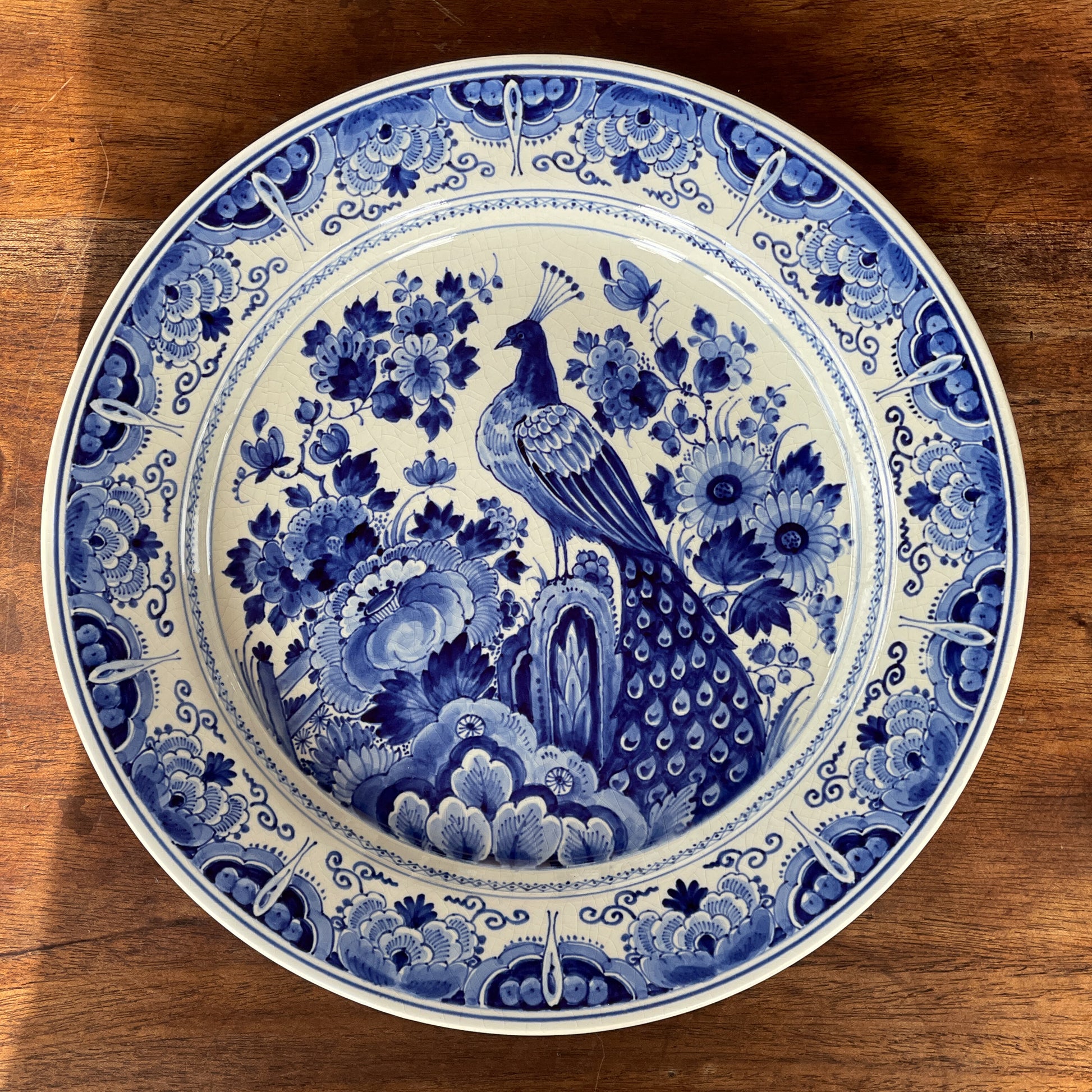 Delfts Blauw Wandbord Pauw De Porseleyne Fles 1947 - Bamestra Curiosa