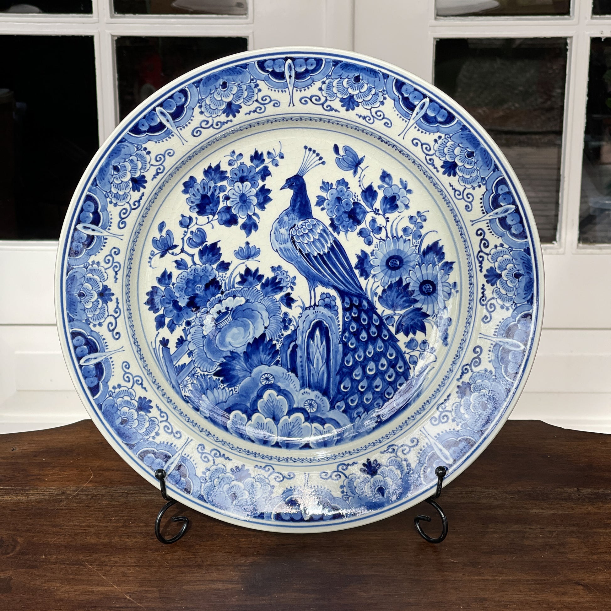 Delfts Blauw Wandbord Pauw De Porseleyne Fles 1947 - Bamestra Curiosa