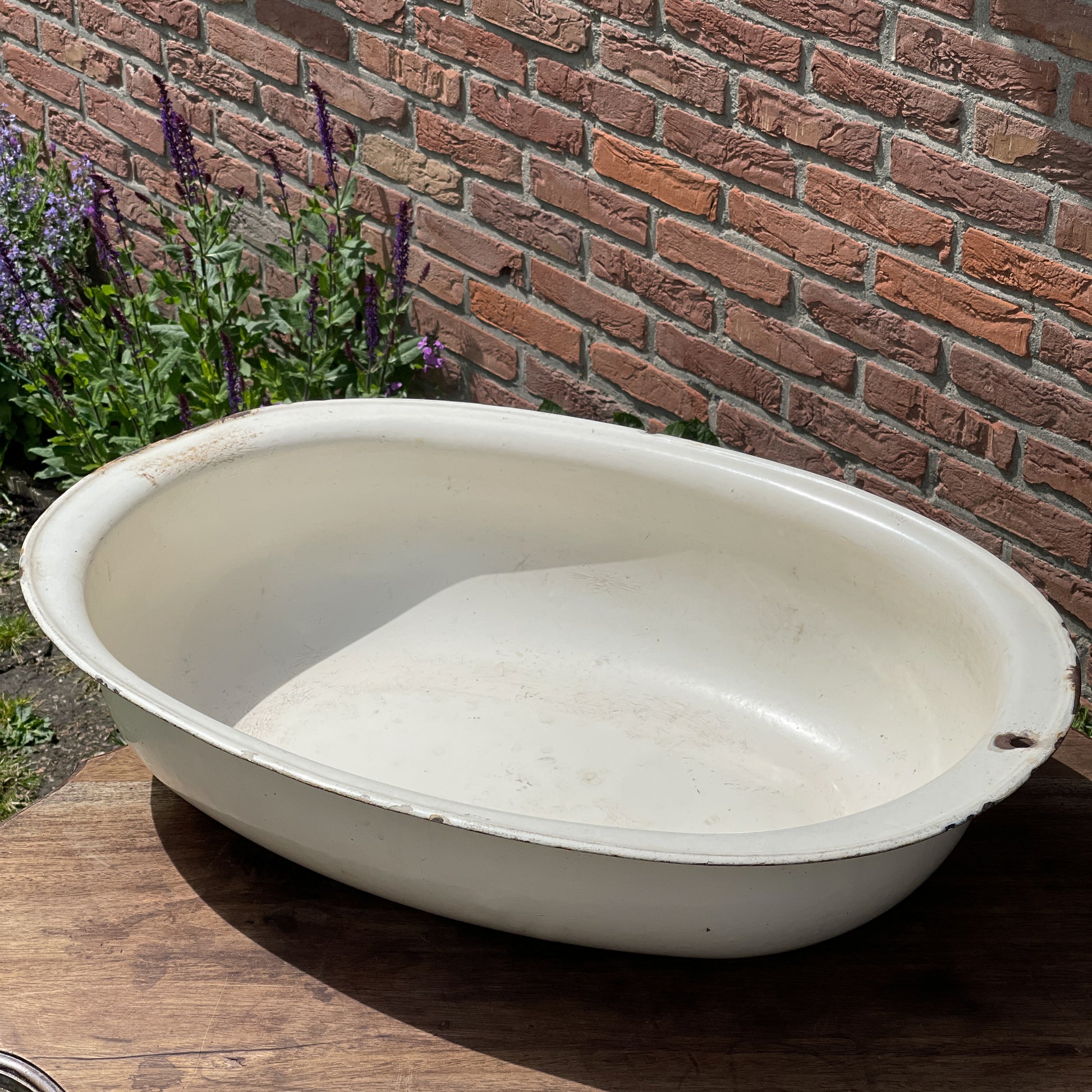 Wit Emaille Badje - Bamestra Curiosa