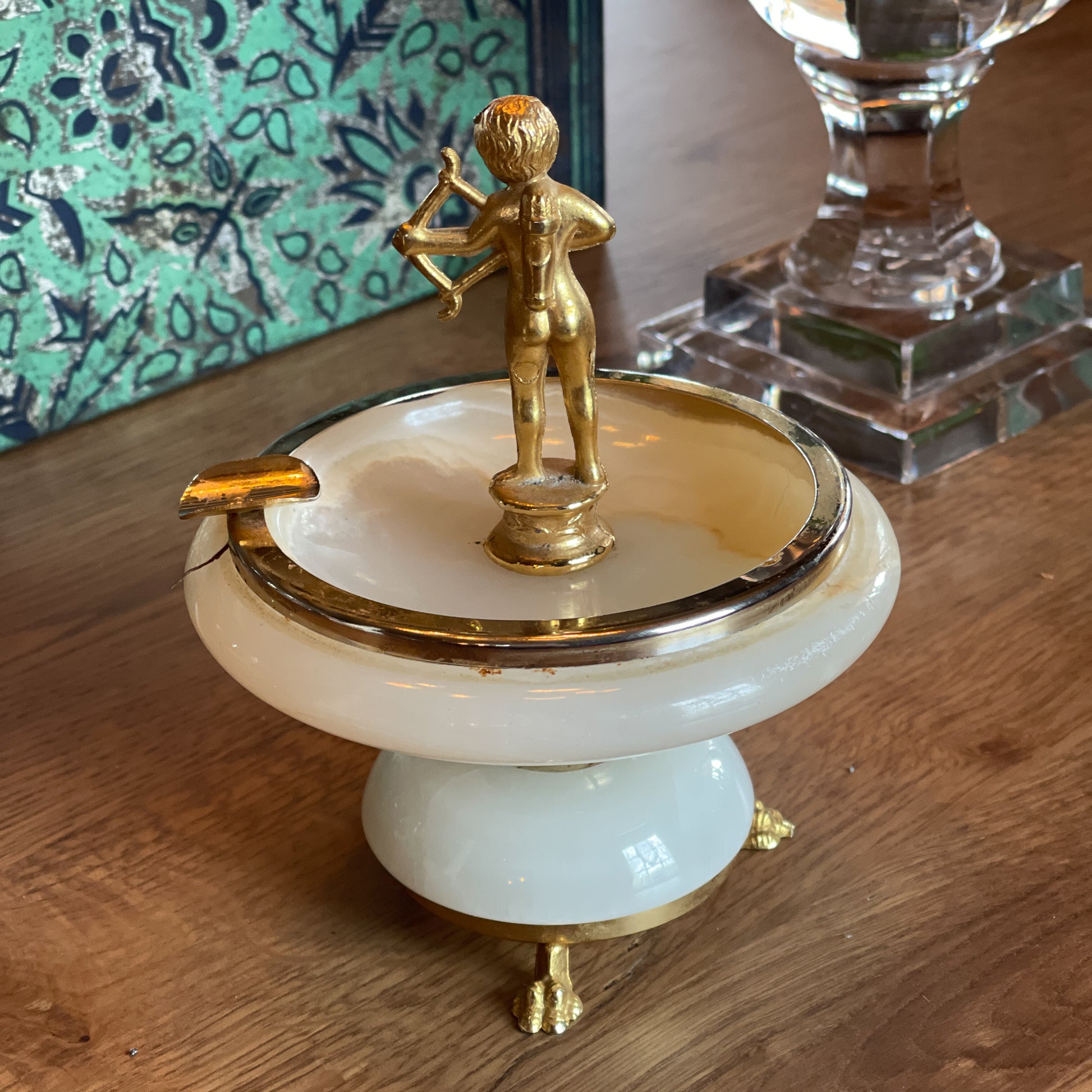 Vintage Onyx asbak met Cupido - Bamestra Curiosa