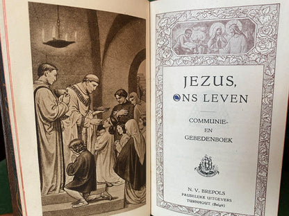 Communie en gebedenboek met leren kaft 1948 - Bamestra Curiosa