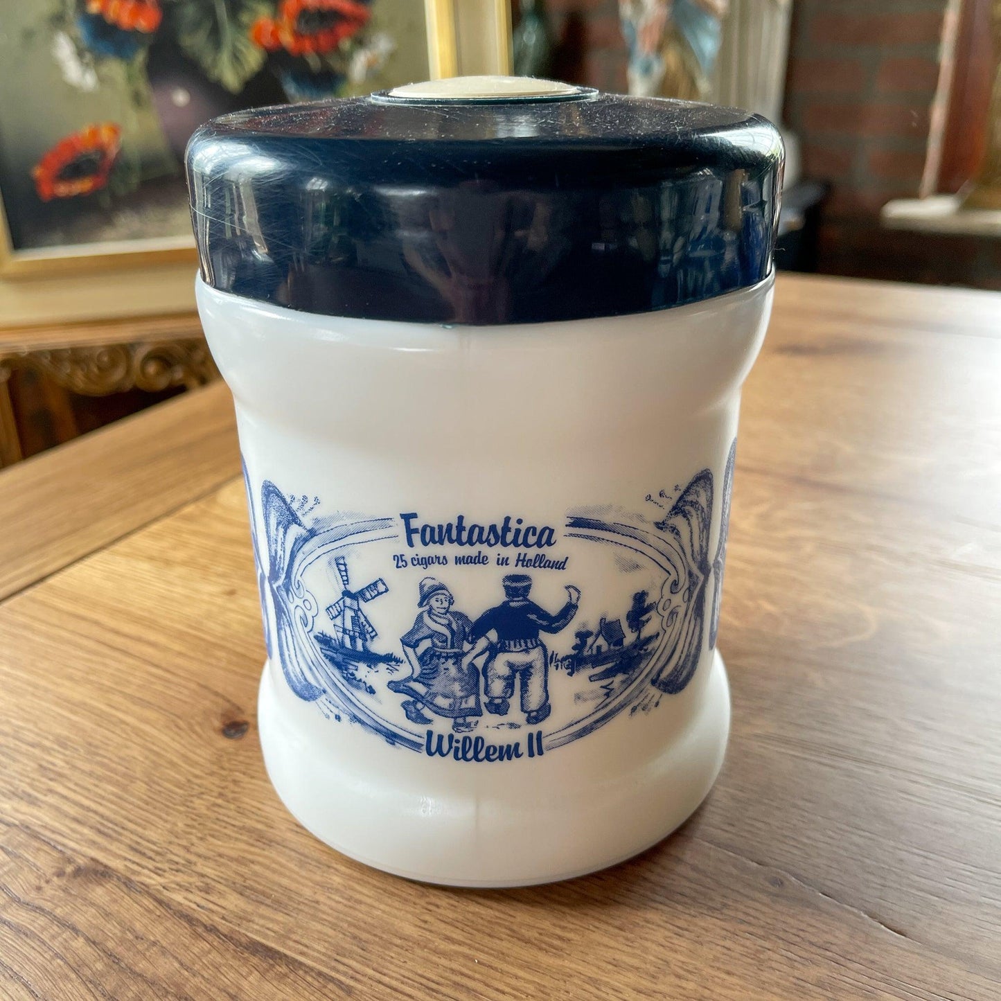 Delfts Blauwe sigaren pot Willem II - Bamestra Curiosa