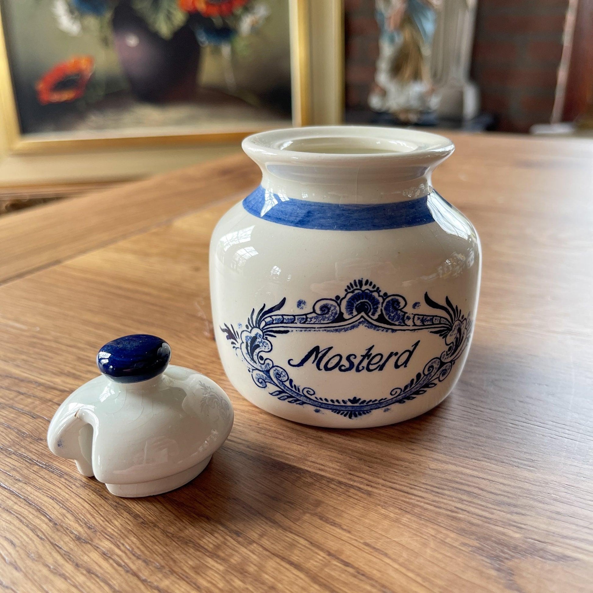 Delfts blauw mosterd potje - Bamestra Curiosa