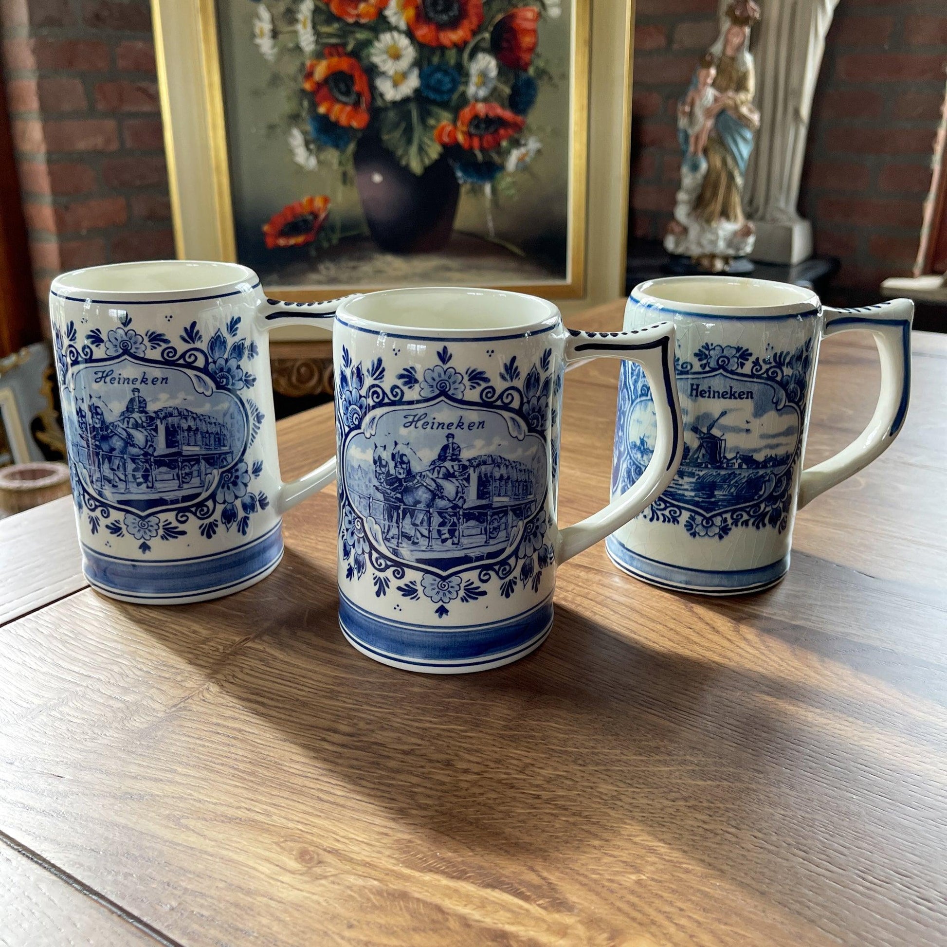 Drie Delfts Blauwe Heineken bierpullen - Bamestra Curiosa
