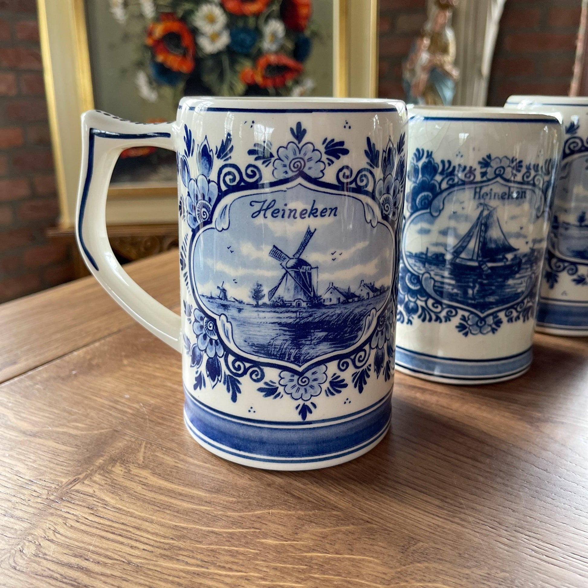 Drie Delfts Blauwe Heineken bierpullen - Bamestra Curiosa