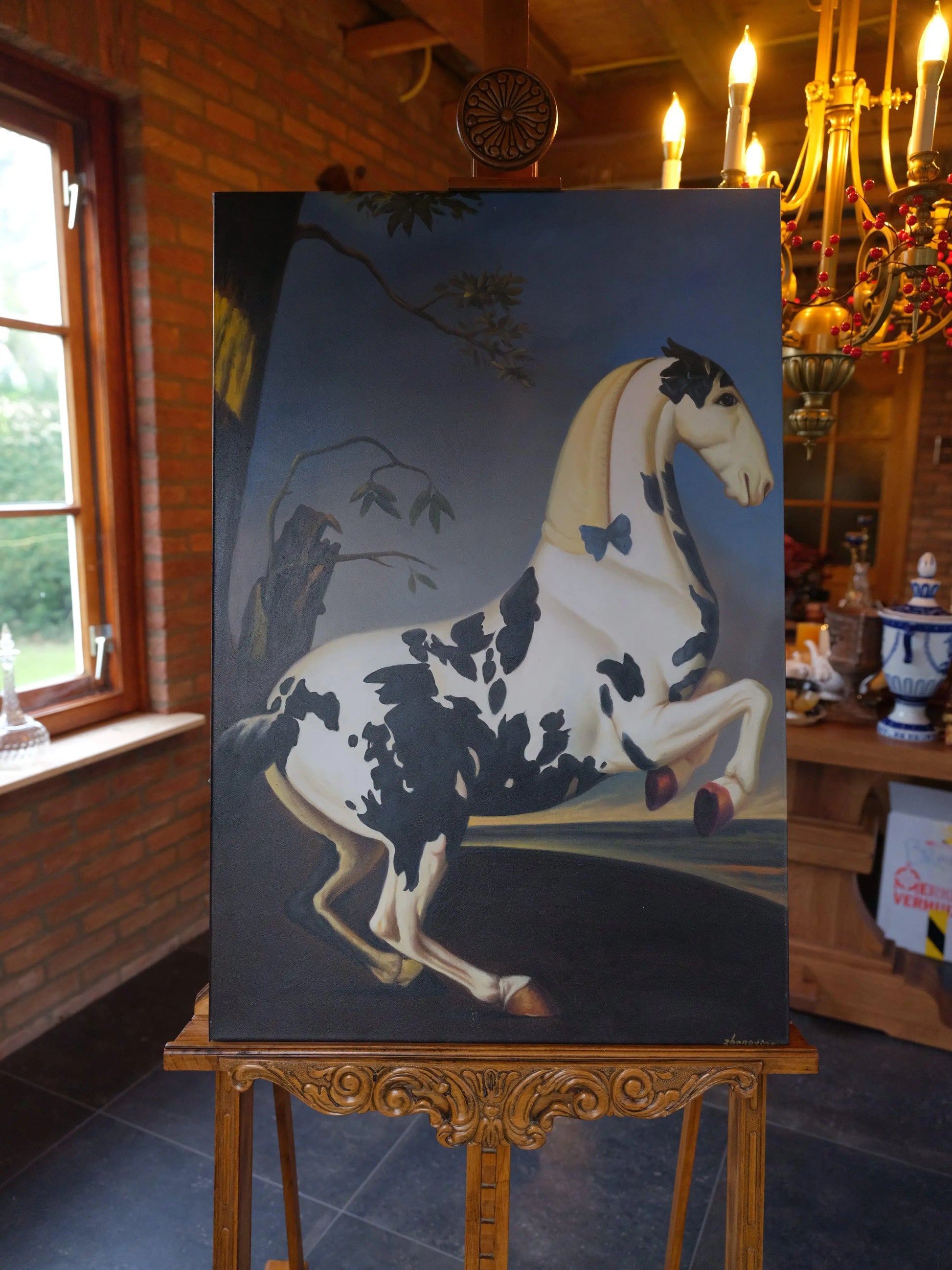 Schilderij gevlekt paard op canvas - Bamestra Curiosa