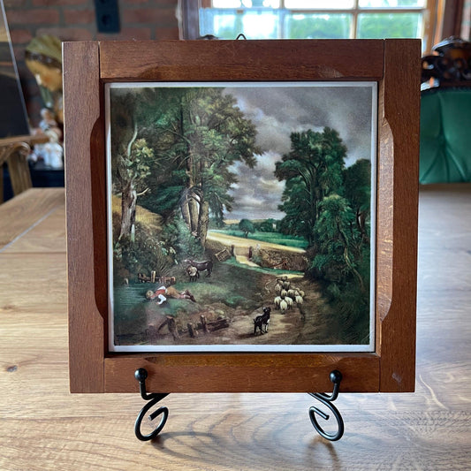 Twee wandtegels in houten lijst - Bamestra Curiosa