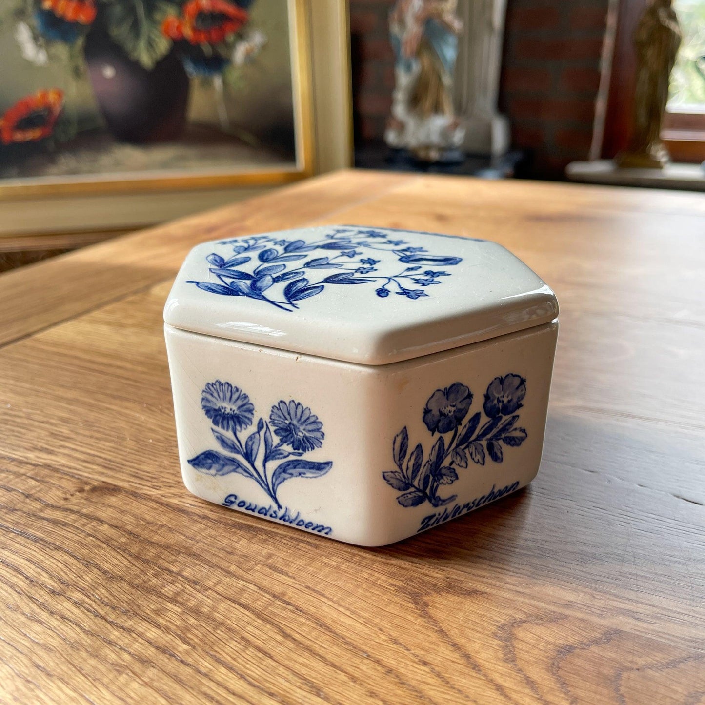 Vintage Regina Delfts Blauw kruidenpotje met deksel - Bamestra Curiosa