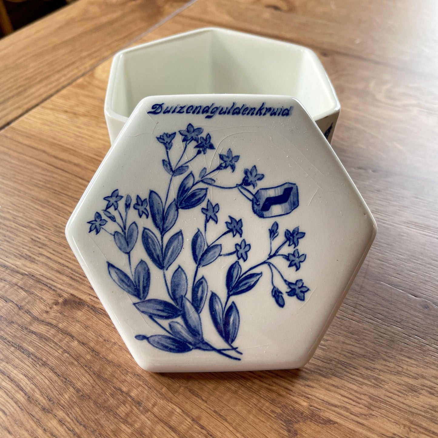 Vintage Regina Delfts Blauw kruidenpotje met deksel - Bamestra Curiosa
