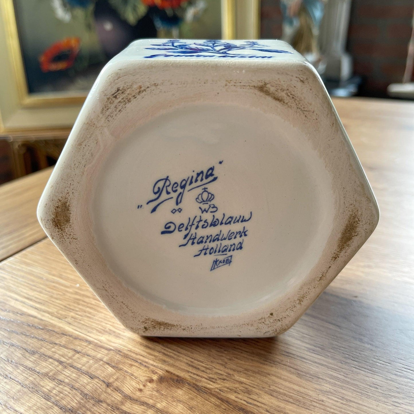 Vintage Regina Delfts Blauw kruidenpotje met deksel - Bamestra Curiosa