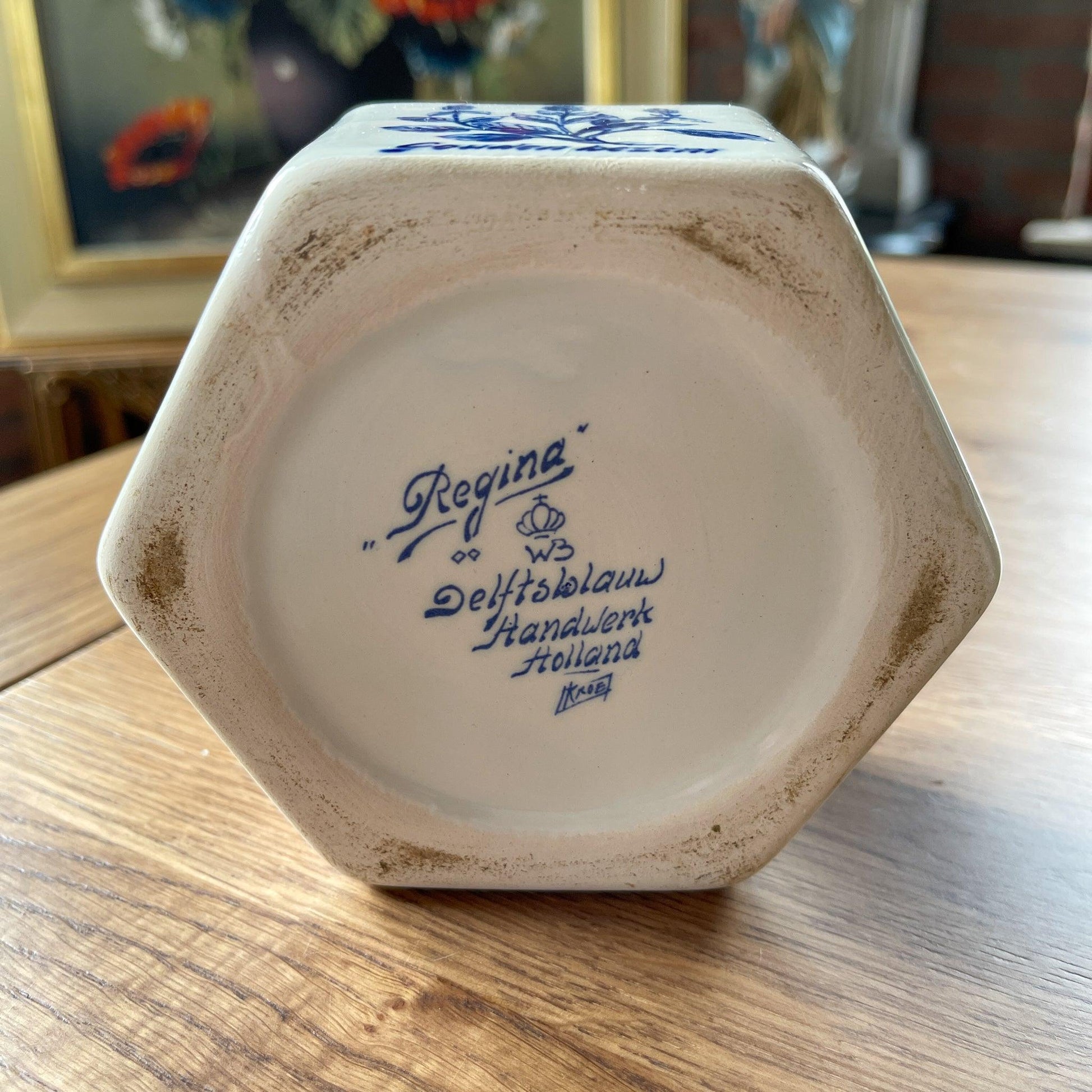 Vintage Regina Delfts Blauw kruidenpotje met deksel - Bamestra Curiosa