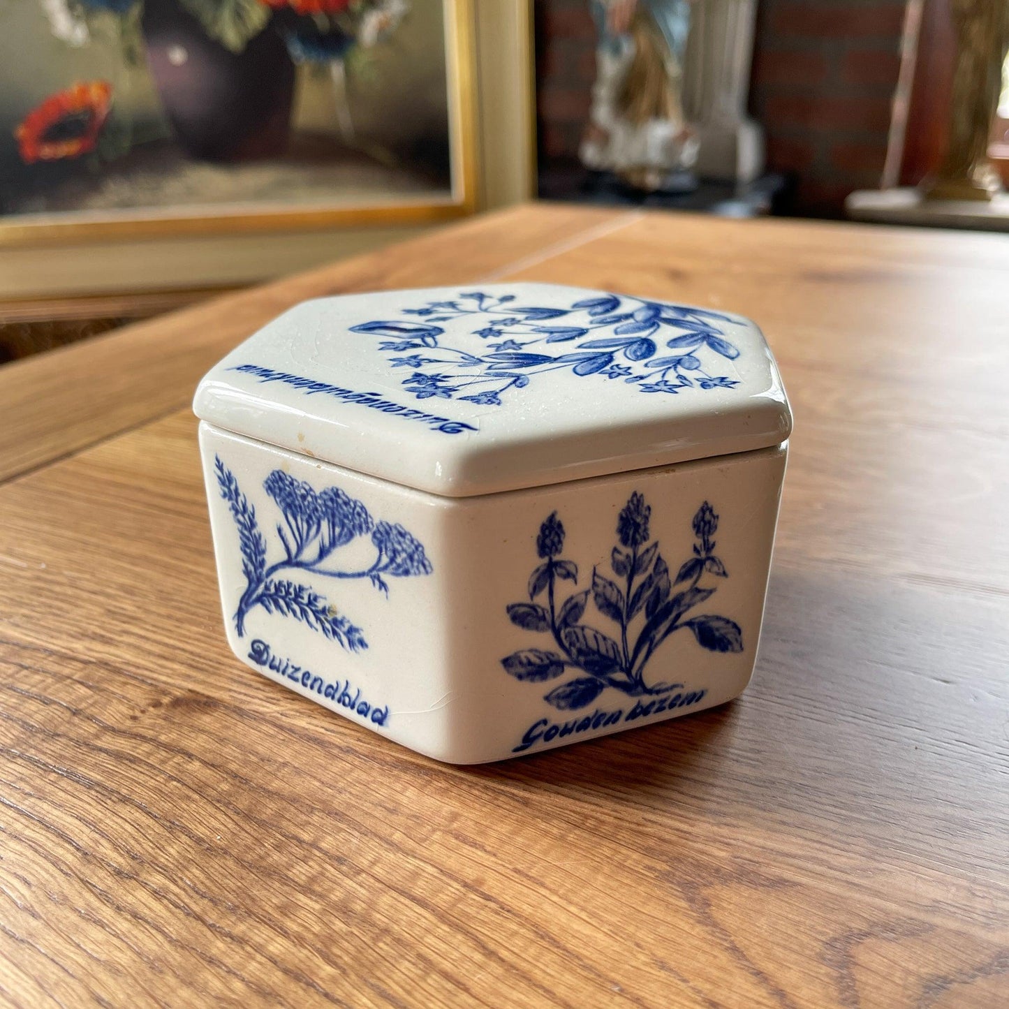 Vintage Regina Delfts Blauw kruidenpotje met deksel - Bamestra Curiosa