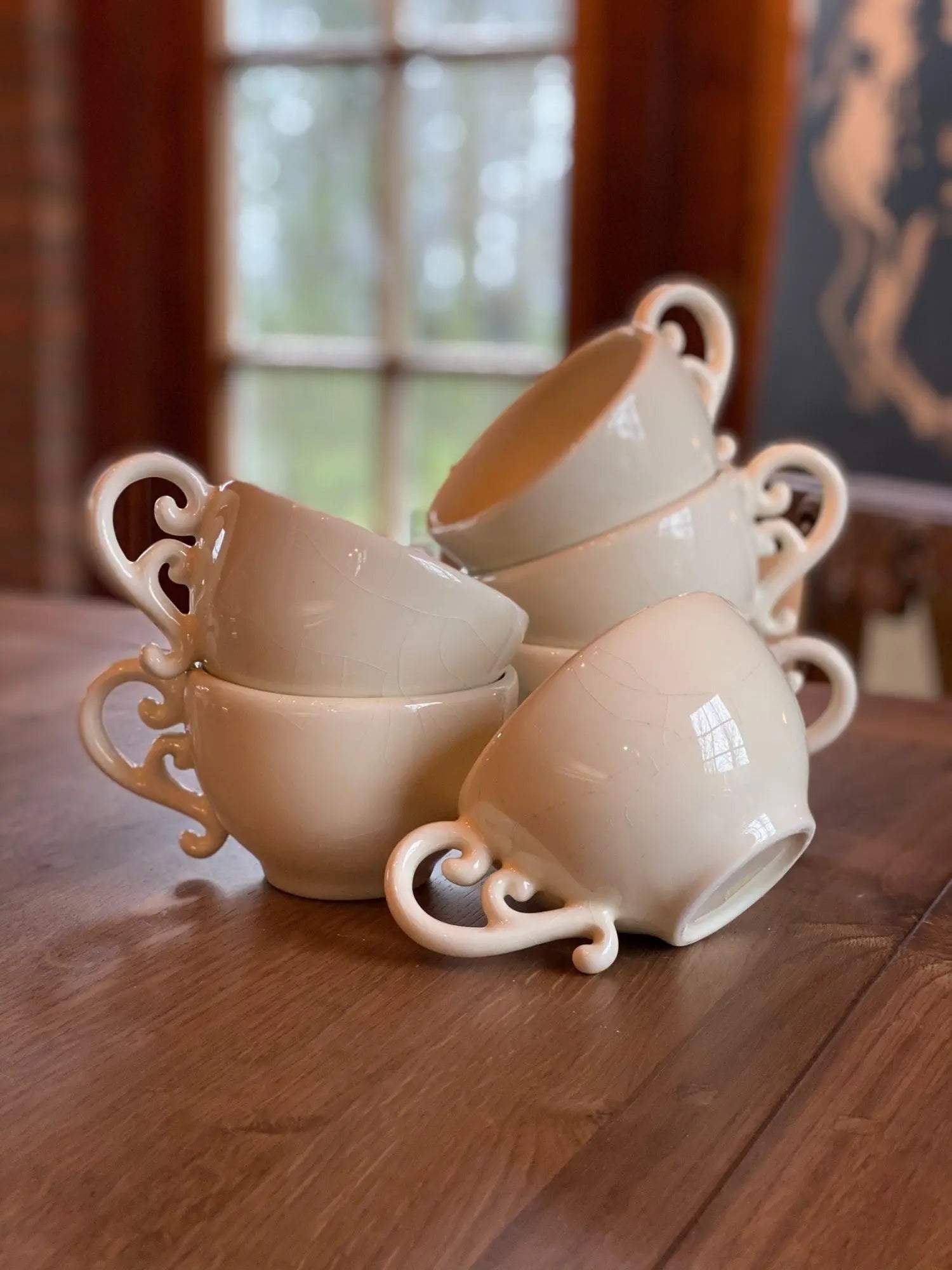 Witte craquelé kopjes - Bamestra Curiosa