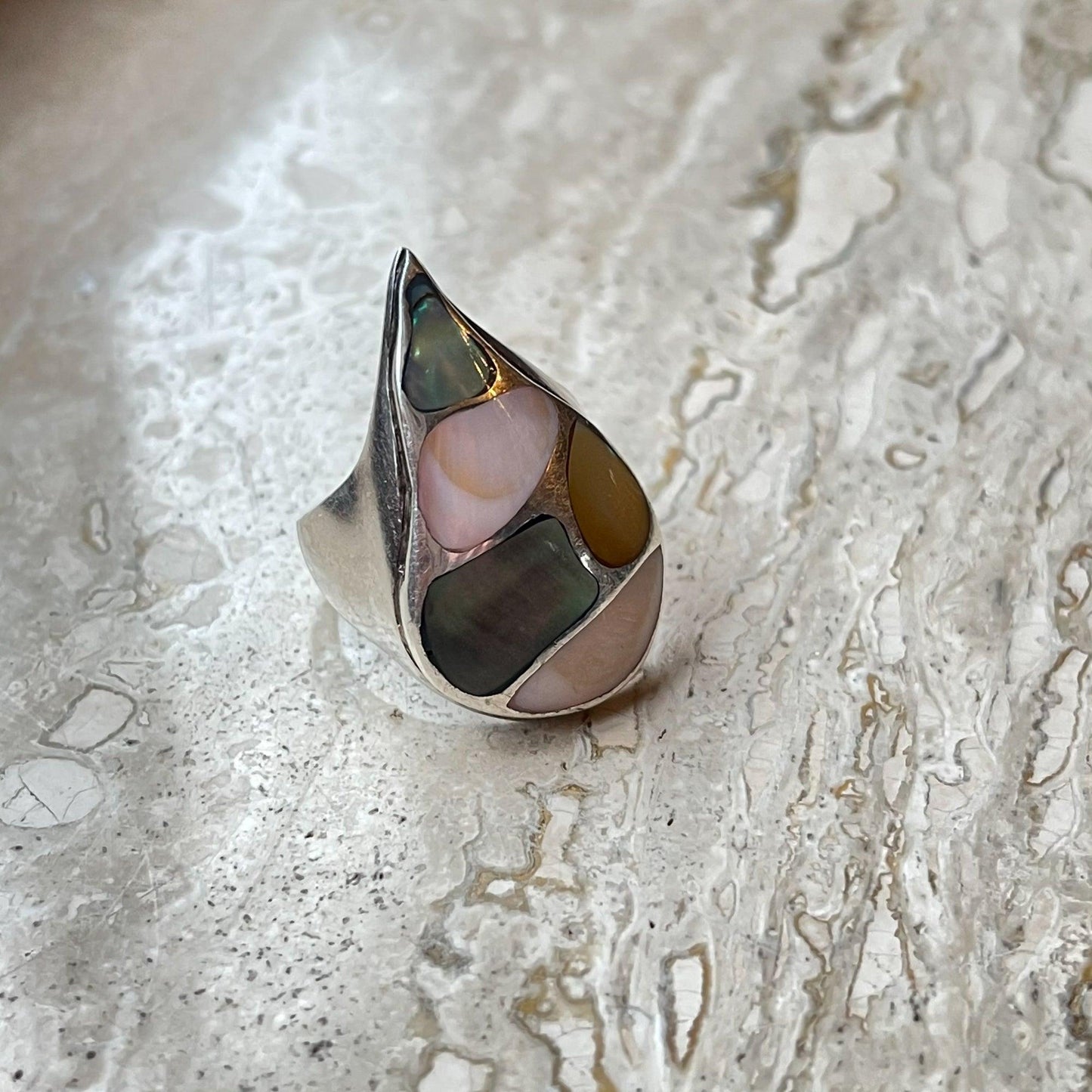 Zilveren ring met parelmoer van Wim Lammers - Bamestra Curiosa