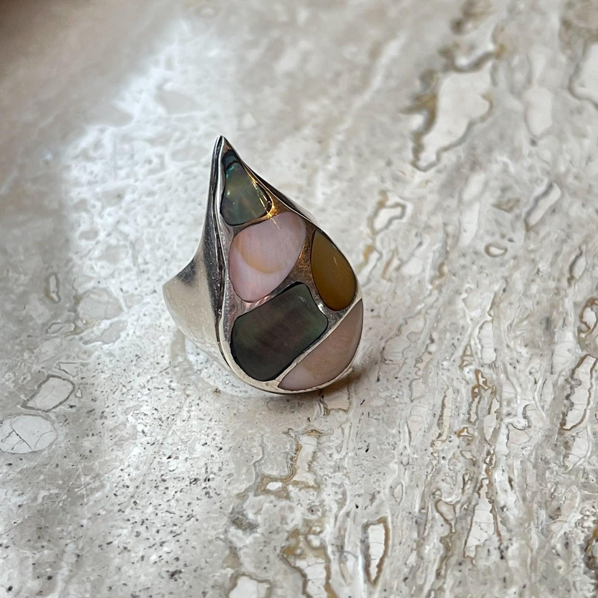 Zilveren ring met parelmoer van Wim Lammers - Bamestra Curiosa