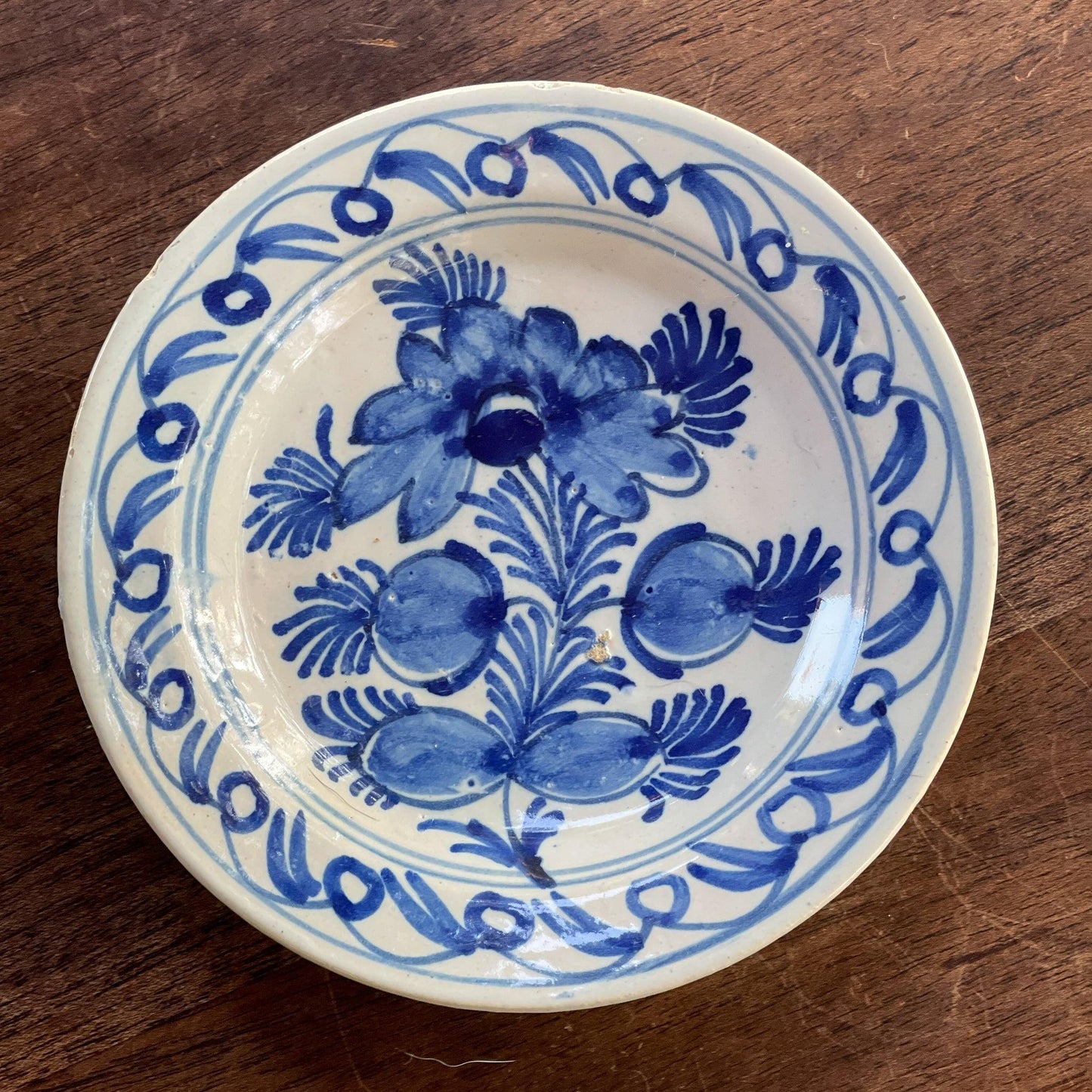 Antiek Delfts Blauw wandbordje - Bamestra Curiosa