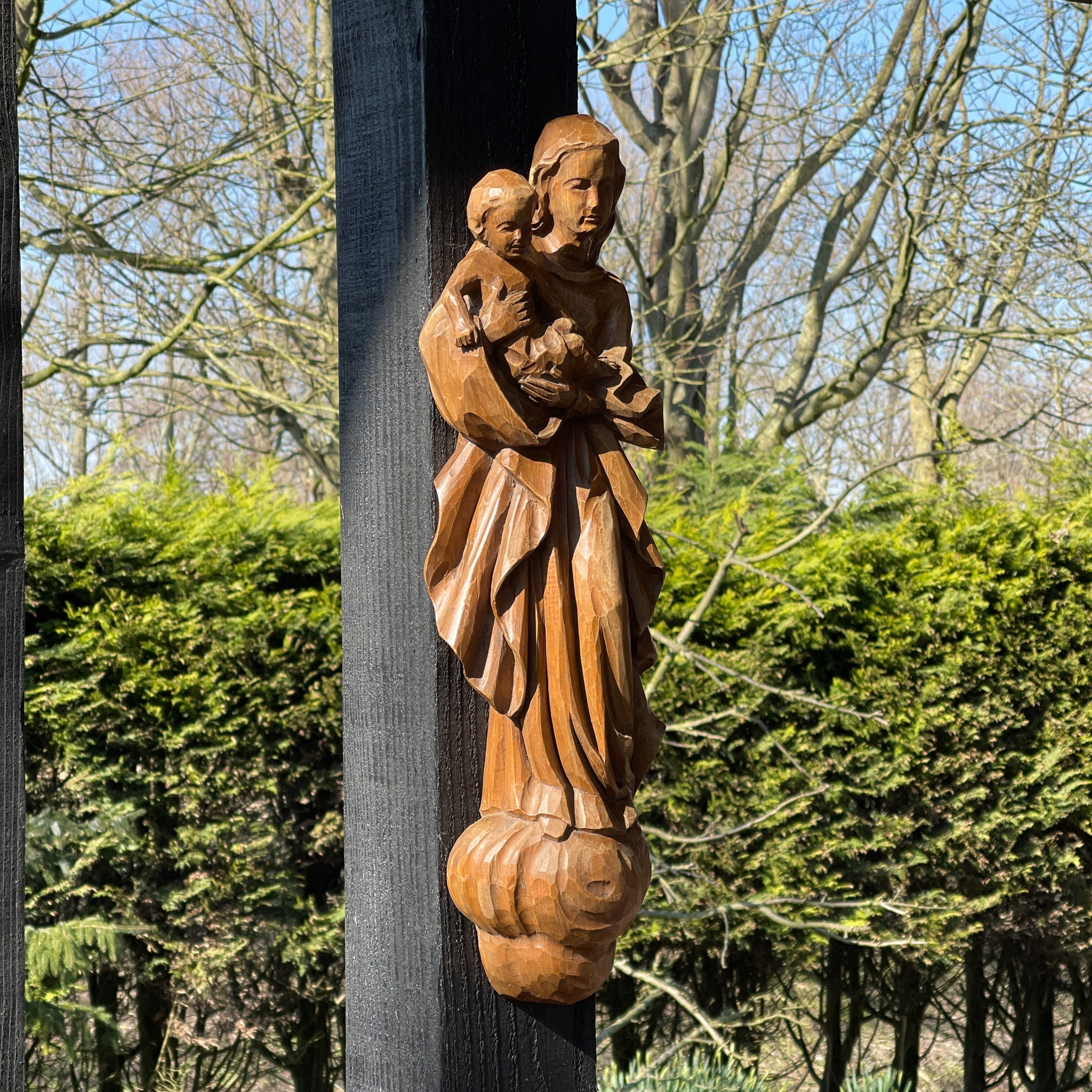 Antiek Houtsnijwerk Maria en Jezus - The Collectionist