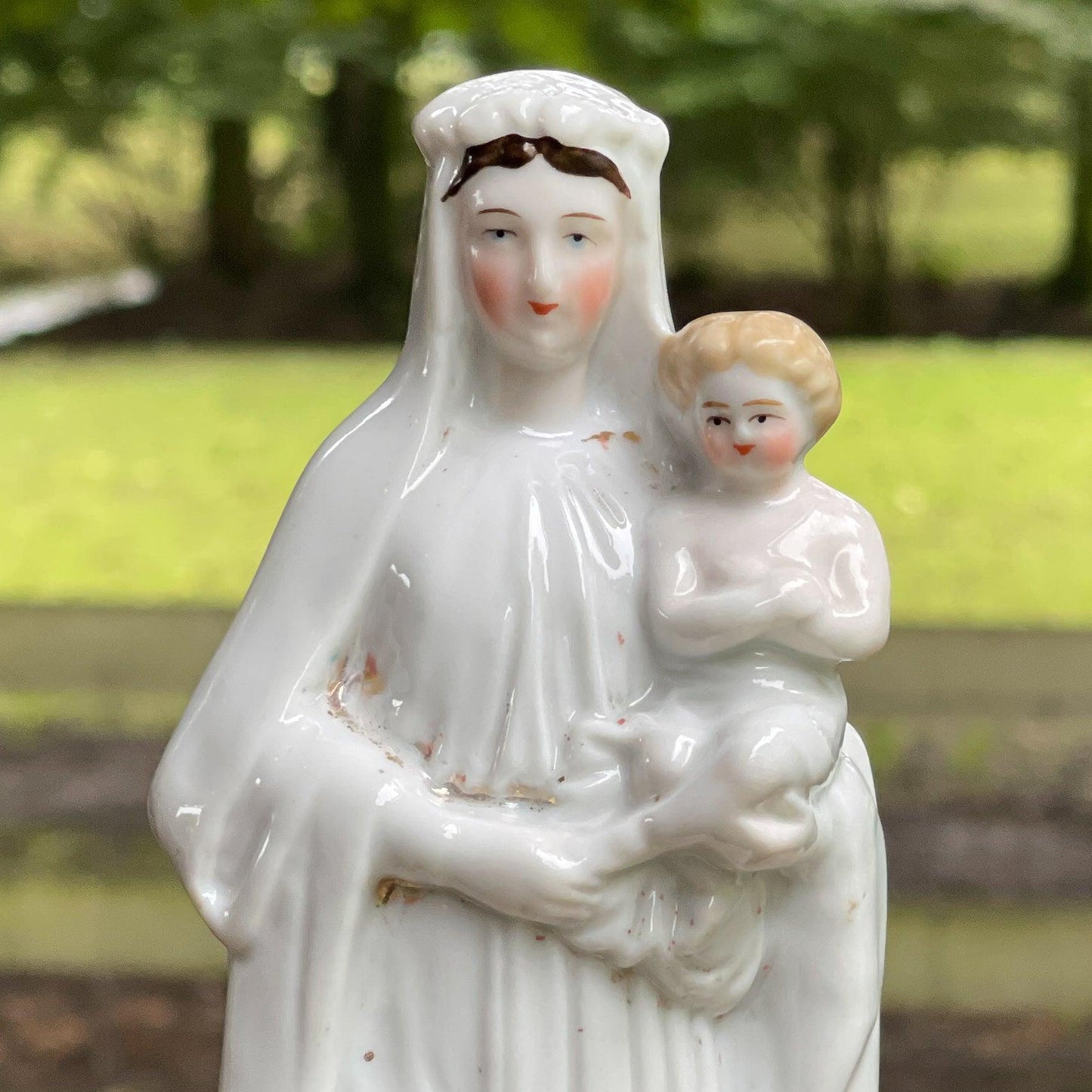 Antiek Maria beeld van porselein - Bamestra Curiosa