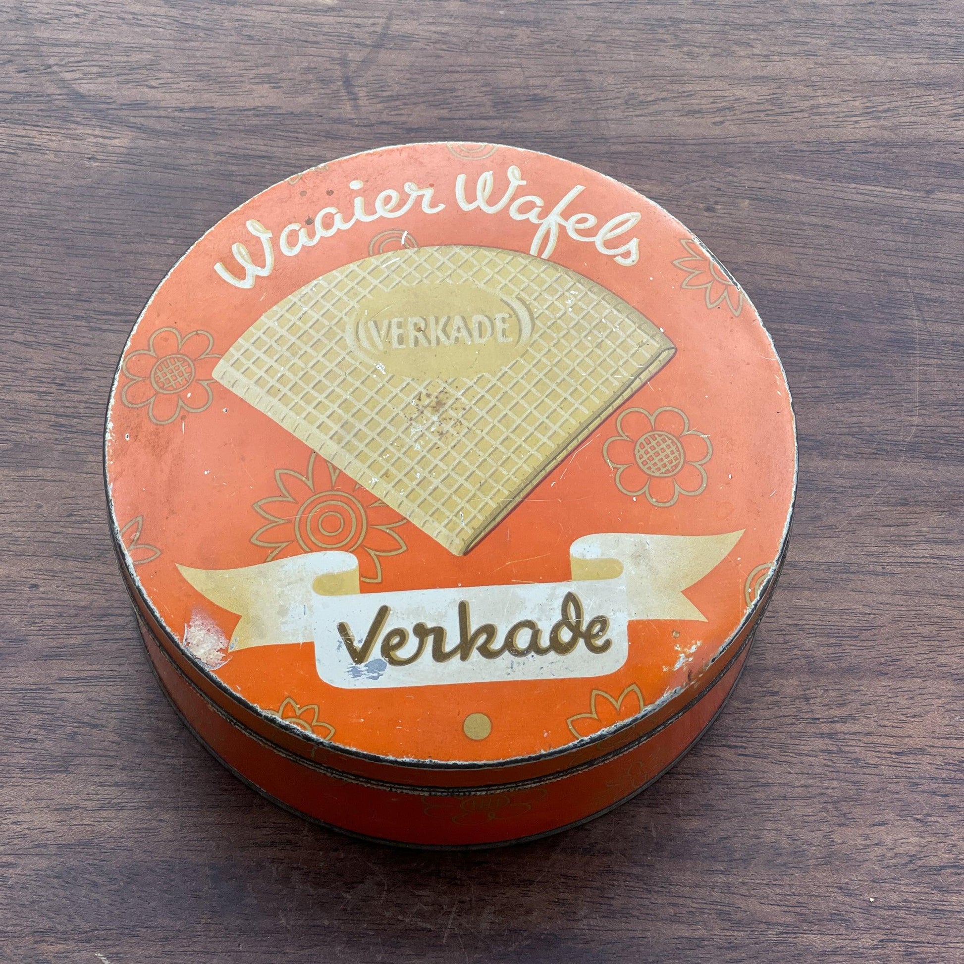 Antiek Verkade Waaier Wafels blik - Bamestra Curiosa