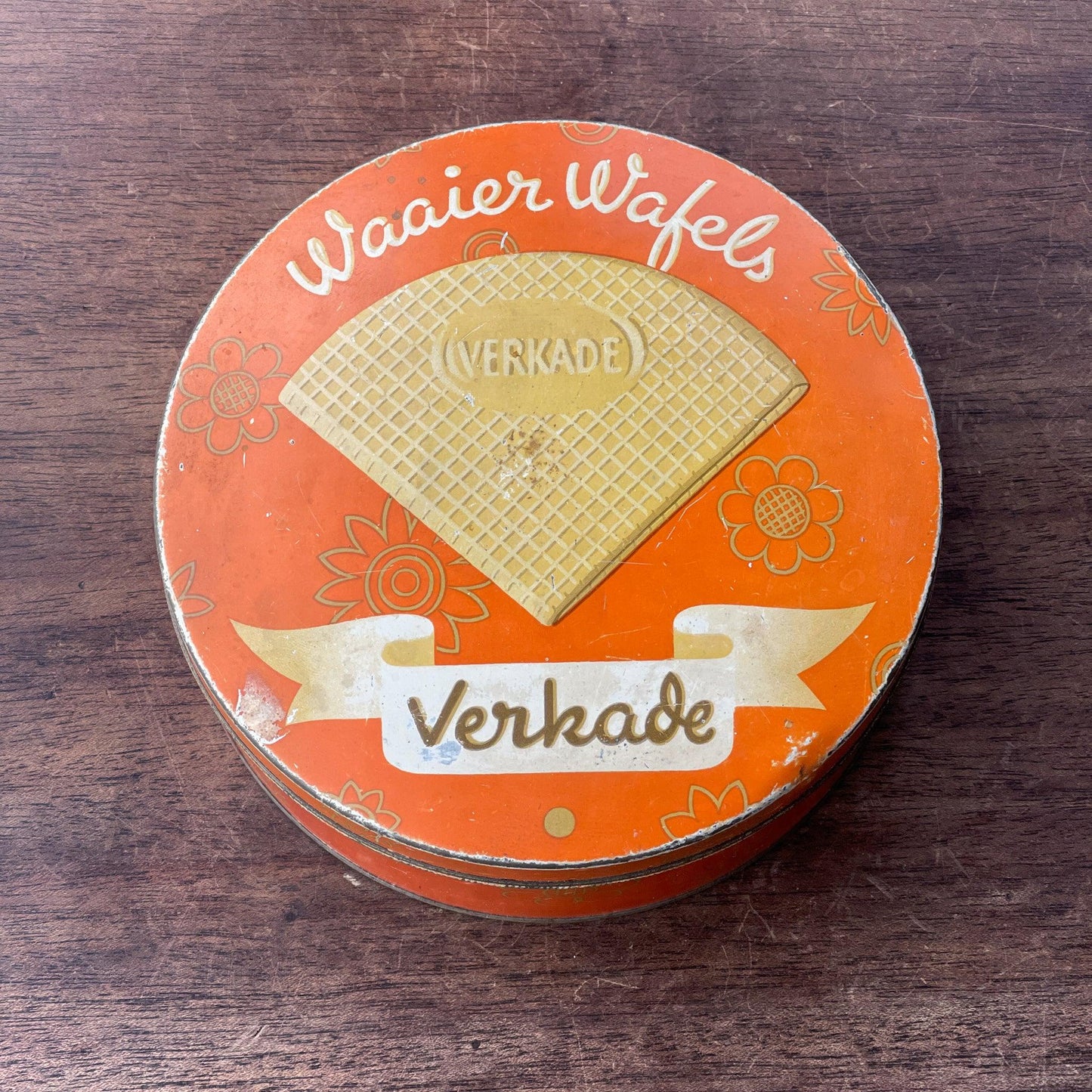 Antiek Verkade Waaier Wafels blik - Bamestra Curiosa