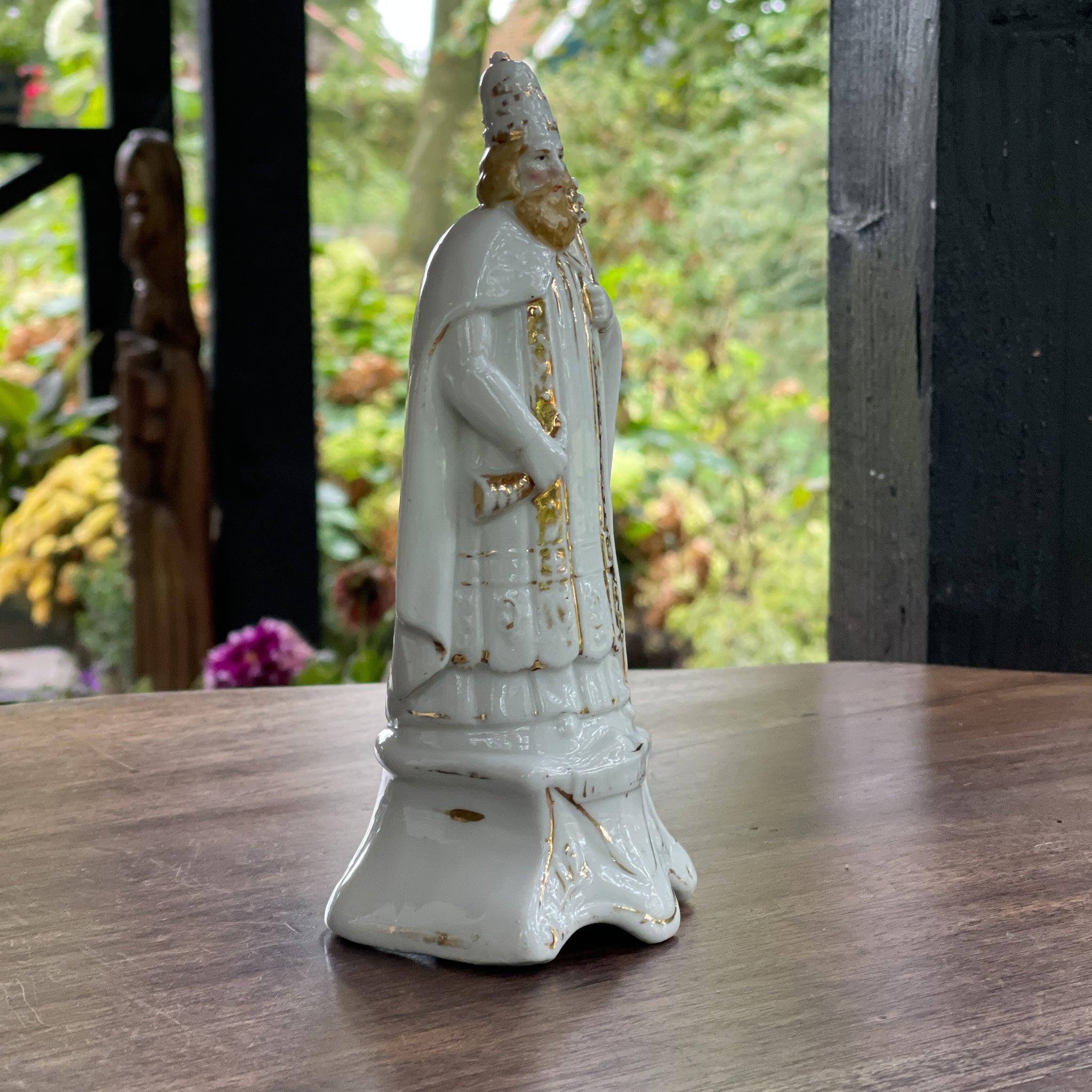 Antiek zeldzaam porseleinen beeld van St. Cornelius - The Collectionist