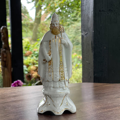 Antiek zeldzaam porseleinen beeld van St. Cornelius - Bamestra Curiosa