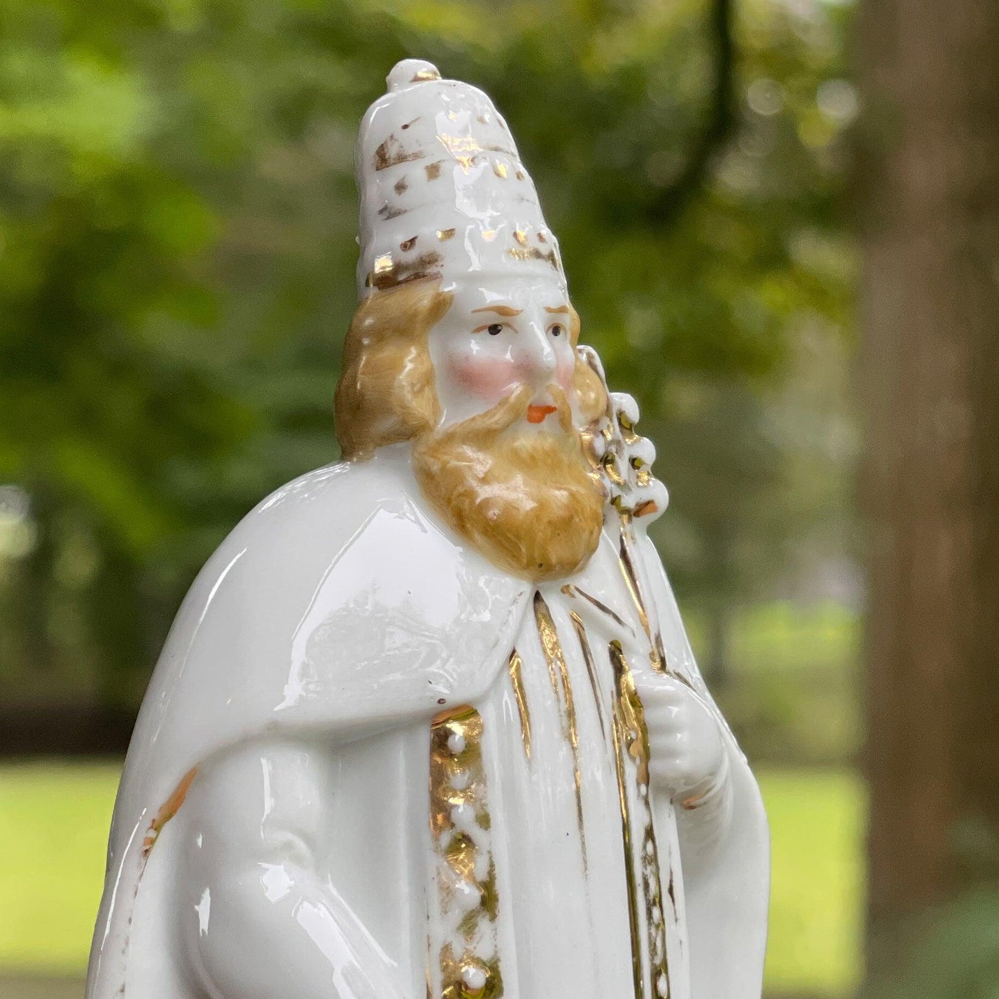 Antiek zeldzaam porseleinen beeld van St. Cornelius - Bamestra Curiosa