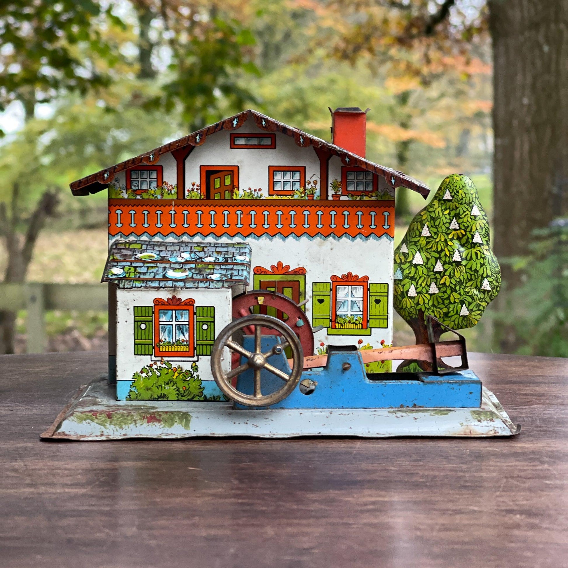 Antieke blikken watermolen voor stoommachine - Bamestra Curiosa