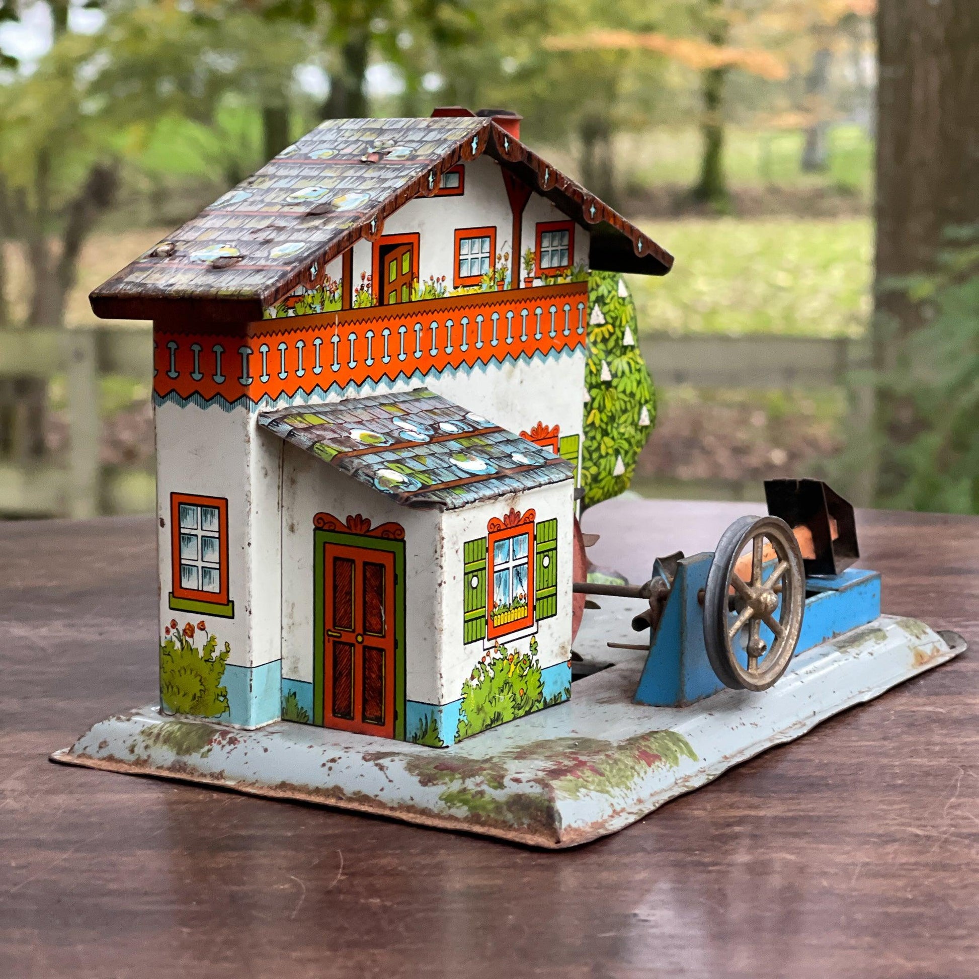 Antieke blikken watermolen voor stoommachine - Bamestra Curiosa