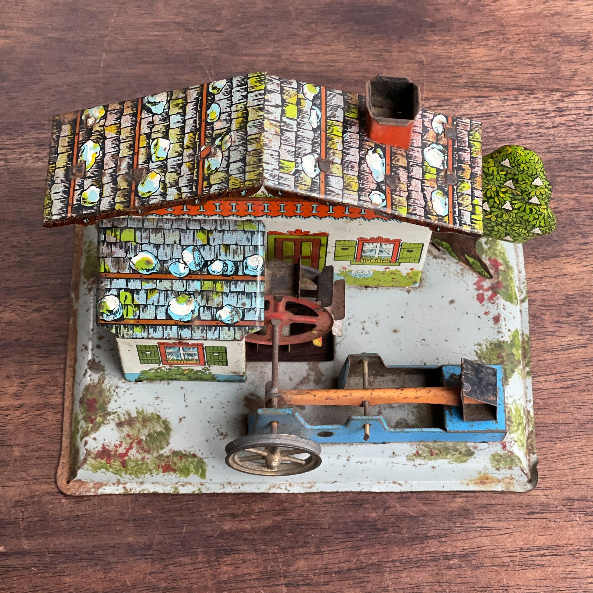 Antieke blikken watermolen voor stoommachine - Bamestra Curiosa