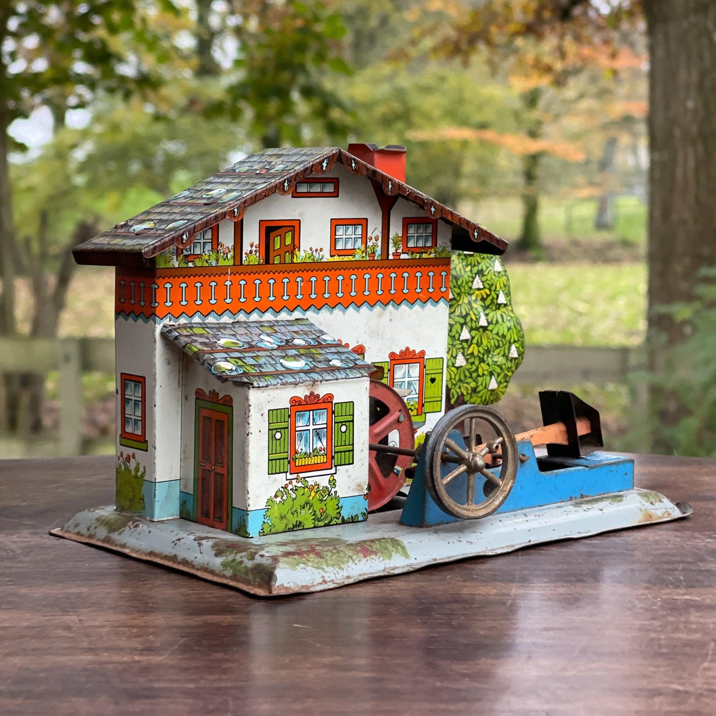 Antieke blikken watermolen voor stoommachine - Bamestra Curiosa